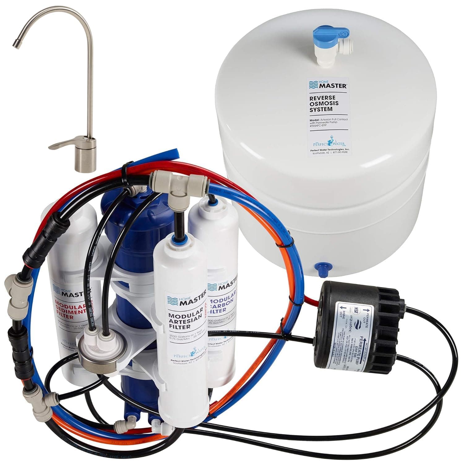 - Home Master TMAFC-ERP Artesian Full Contact Reverse Osmosis System, 7-Stages, Patented 2-Pass Alkaline Remineralization, Fast 4.5s Fill Rate, 1:1 Waste Ratio, 8.5” Catalytic Carbon, 5-Yr Limited Parts