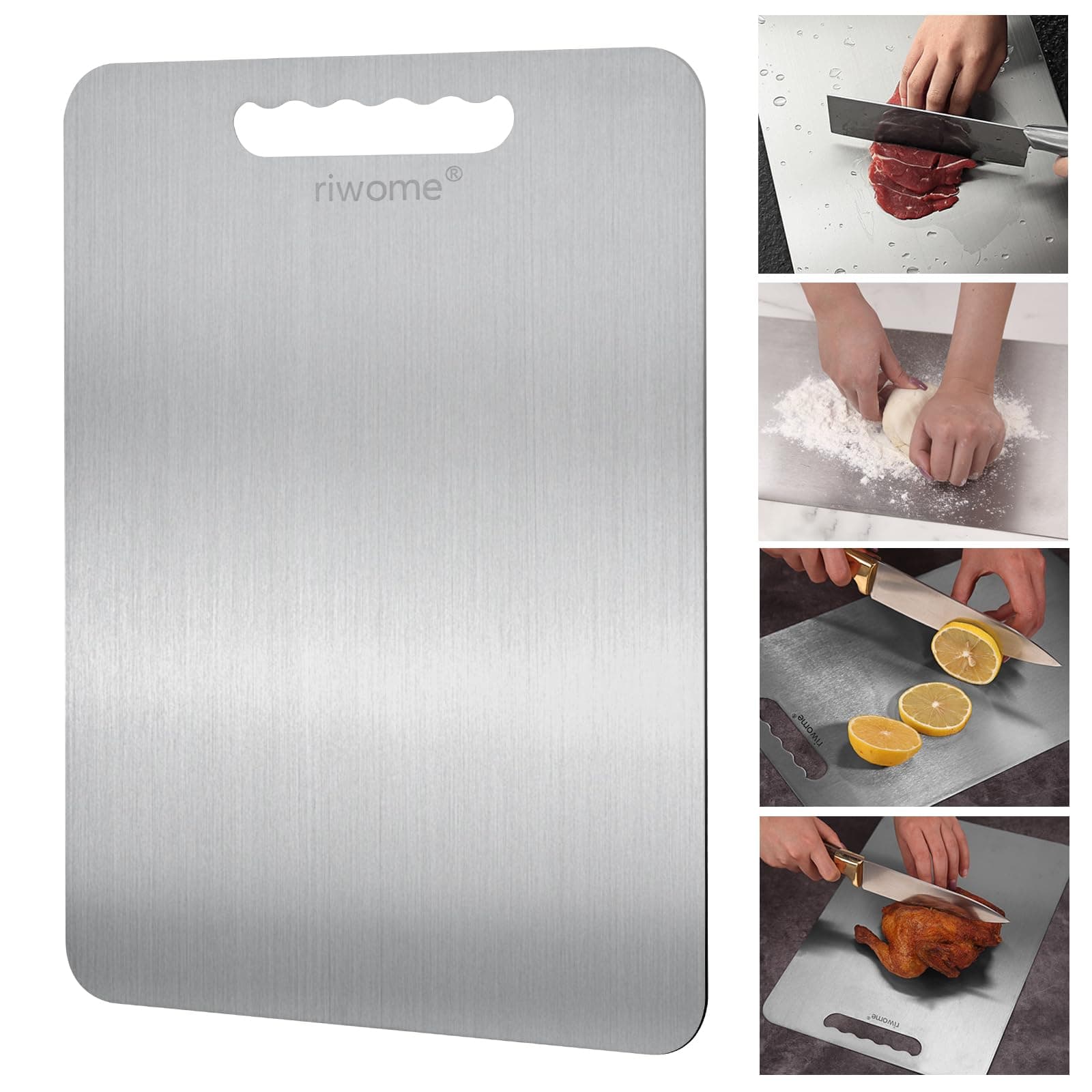 Titanium Cutting Board For Kitchen-Cutting Board Double Side Food Grade,Pure Cut Titanium,Durable Dishwasher Safe Easy to Clean Medium Size (14''Lx10''W)