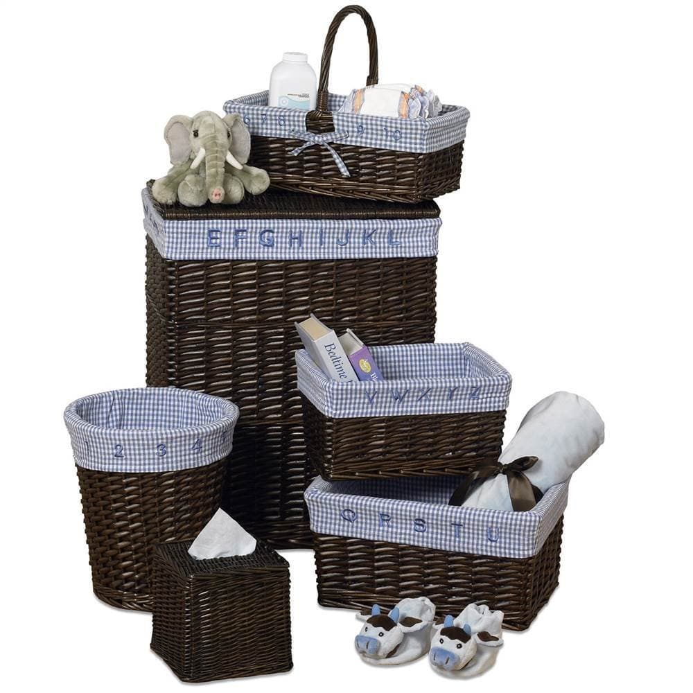 Creative Ware Home Walnut Finish 6 Pc Learn & Store Hamper/Storage Willow Set