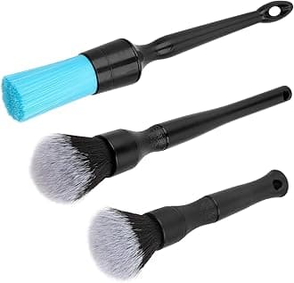 AntBooBoo 3 Pack Ultra-Soft Detailing Brush Set, Comfortable Grip and Scratch-Free Cleaning for Exterior, Interior Panels, Emblems, Badges, Gauge Cluster, Infotainment Screen