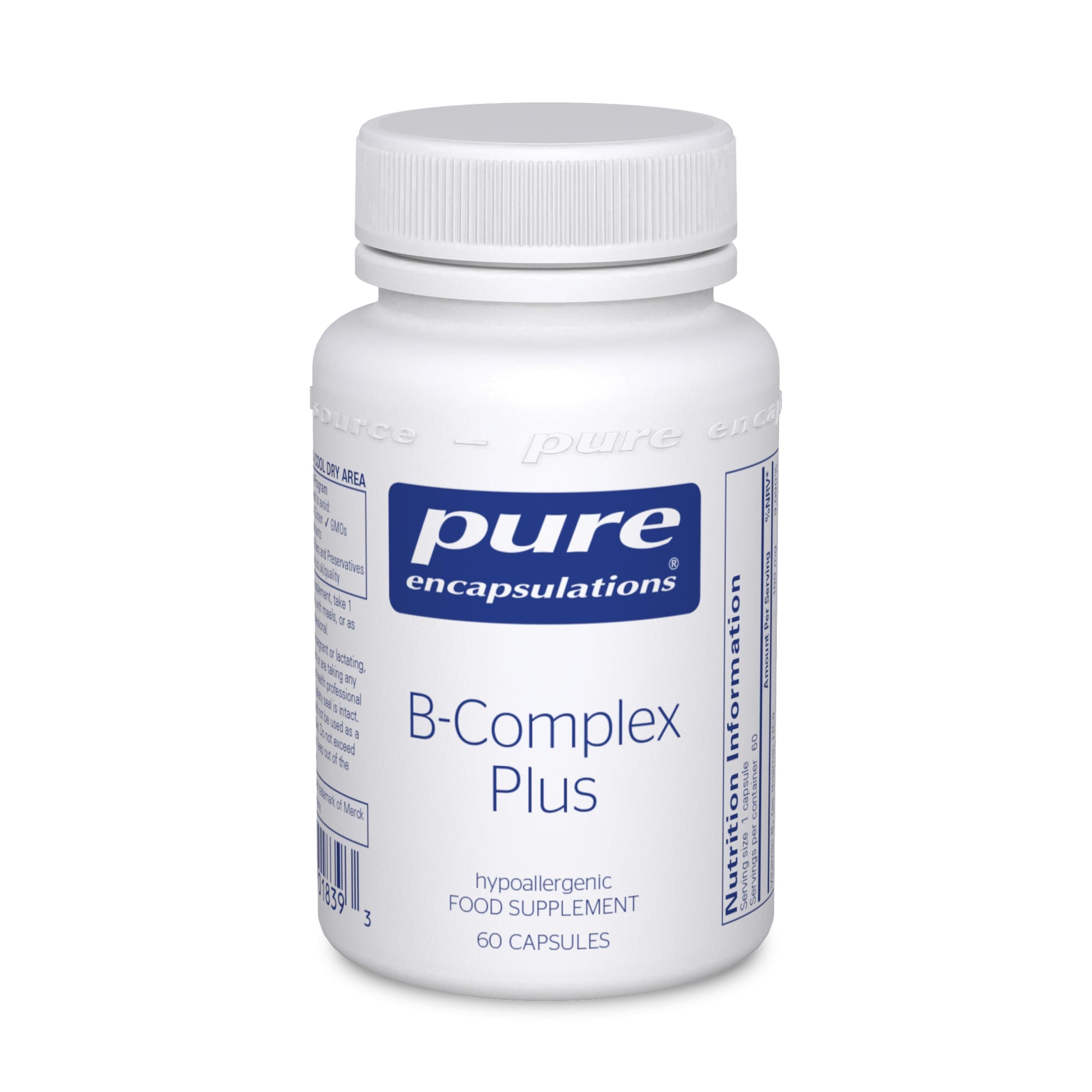 Vitamin B-Complex Plus - Balanced B Vitamin Formula with Active Folate - 60 Capsules