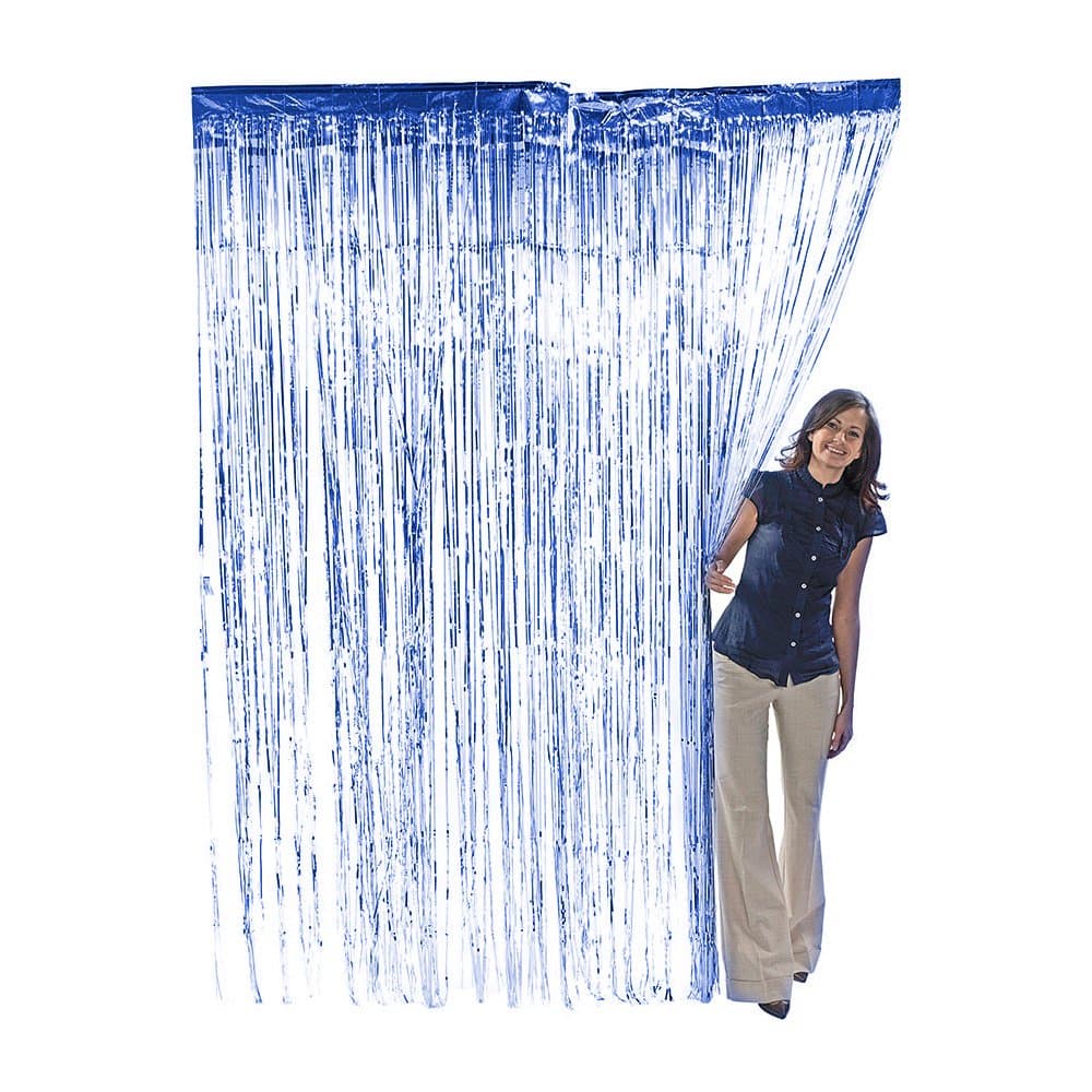 Super Z Outlet 3.2 ft x 9.8 ft Metallic Tinsel Foil Fringe Curtains for Party Photo Backdrop Wedding Decor (Blue)