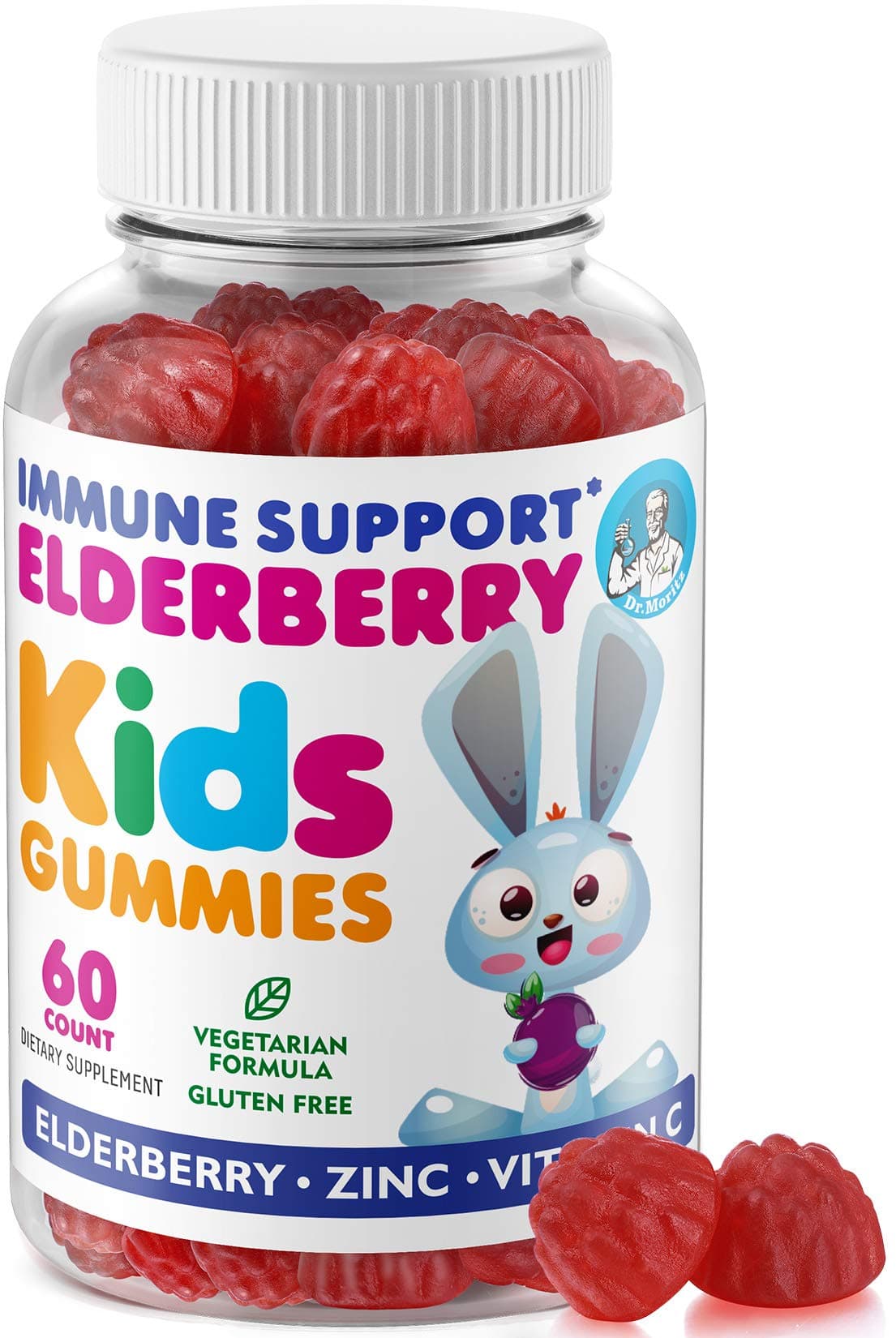 DR. MORITZ Elderberry Gummies for Kids & Toddlers - Immune System Booster- Health Support with Black Sambucus Elderberries Extract - Herbal Immunity Boost Supplement