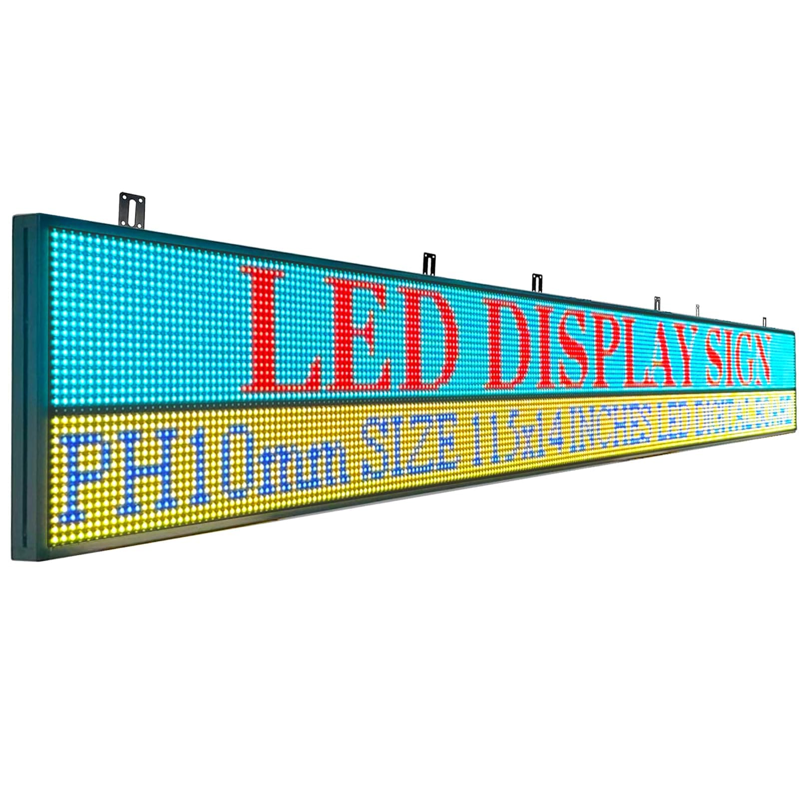 P10 size 115”x14”Programmable Scrolling LED Display Sign for Outdoor Use - WiFi/App Controlled Customizable Full Color Digital Message Board, Business Advertising Screen, Open Sign, Electronic Word Light Bar
