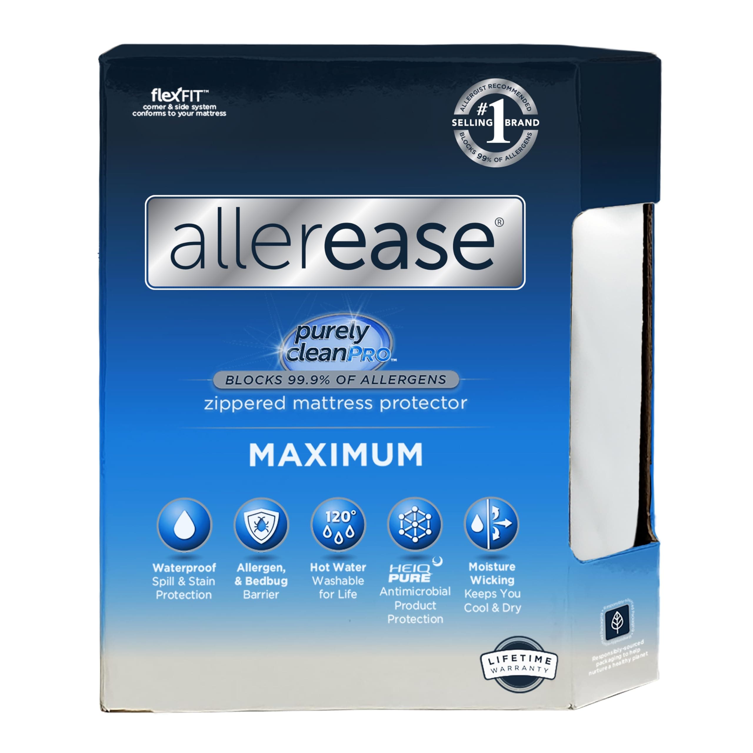 AllerEase Waterproof Mattress Protector, Maximum Allergy Mattress Protector, King Mattress Cover