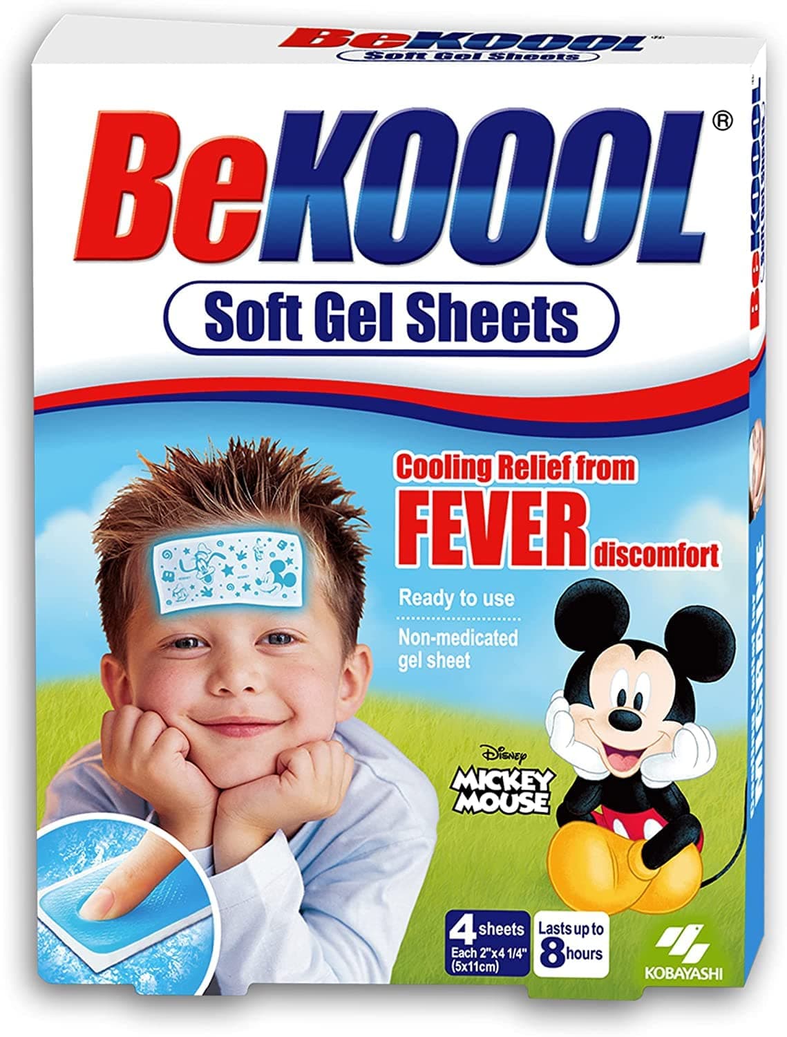 Be Koool: Kids 8 Hour Soft Gel Sheets w/Cooling Relief Fever Reducer, 4 Count (Pack of 5)