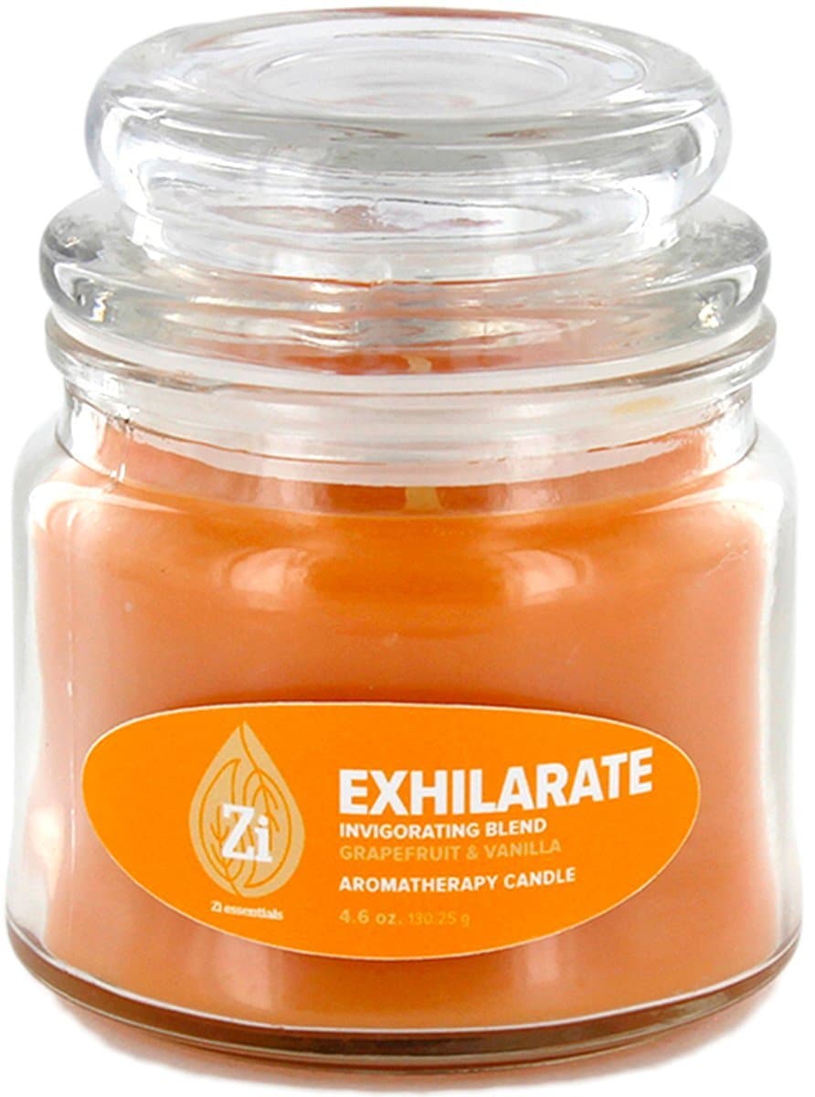 Exhilarate Invigorating Blend (Grapefruit & Vanilla) Aromatherapy Candle. 4.5oz Apothecary Jar - Zi Essentials …