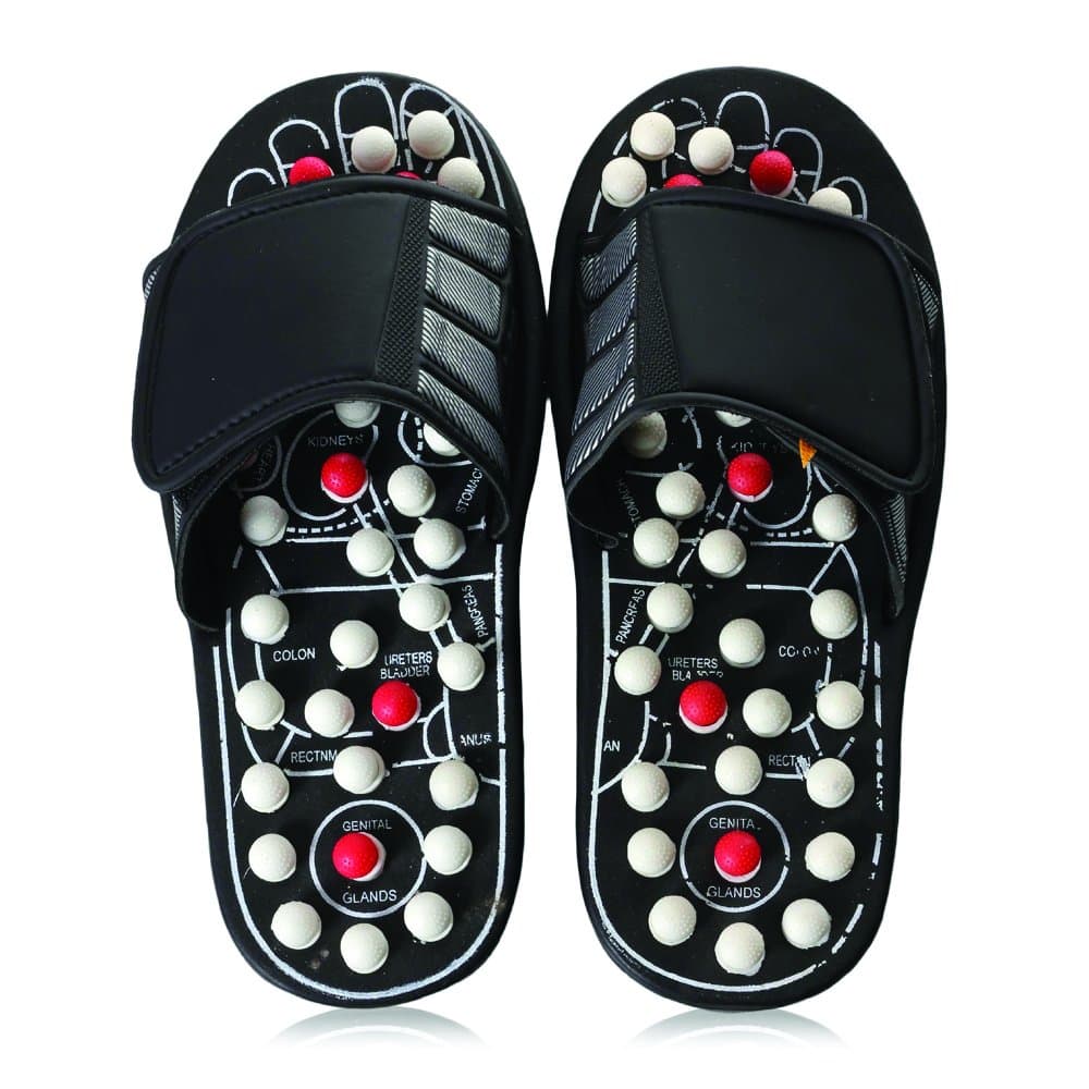Reflexology Sandals Black & Pearl -large
