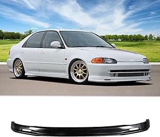 FREEMOTOR802 Front Bumper Lip Splitter Fits 1992-1995 Honda Civic Sedan, Mugen Style Unpainted Black PP Air Dam Chin Spoiler Underbody Front Lip Spoiler Lower Guard Protector Styling Trim