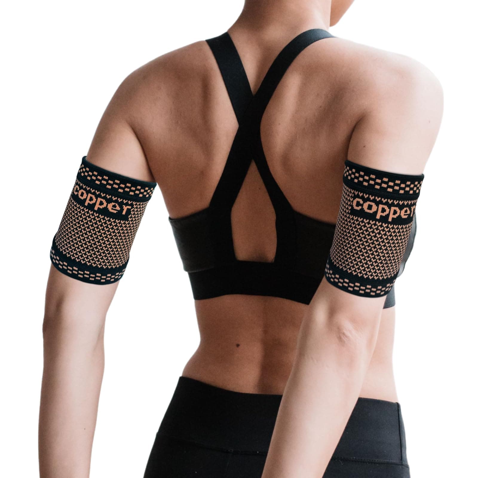 Copper Bicep Compression Sleeve 1 Pair,Bicep Tendonitis Brace,Triceps Sleeves for Upper Arm Support,Weightlifting,Fit for Men and Women (GOLD, Large)