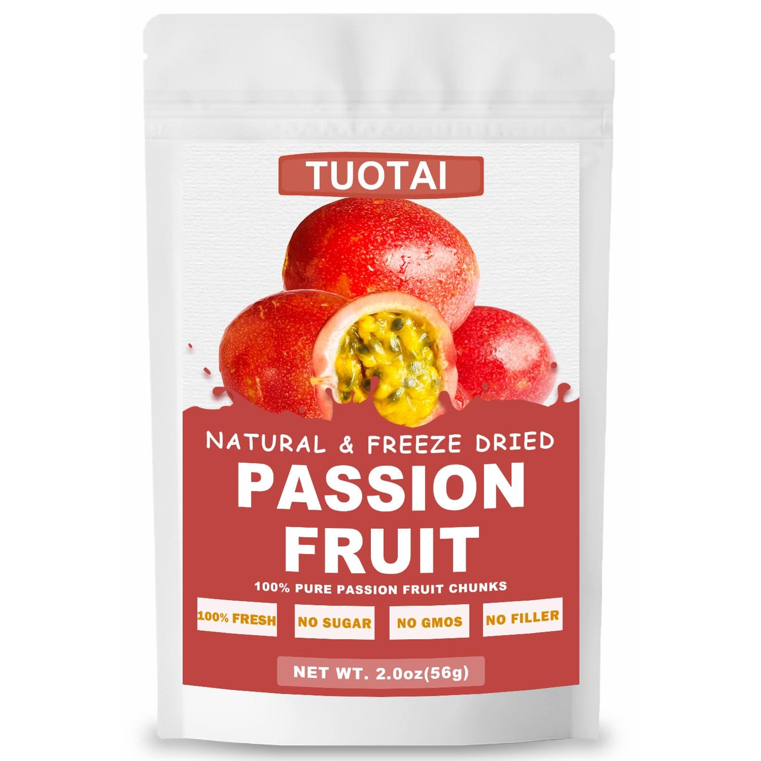 Freeze Dried Passion Fruit, 2 Ounces, Passion Fruit Chunks for Cake, Drinks and Baking Food