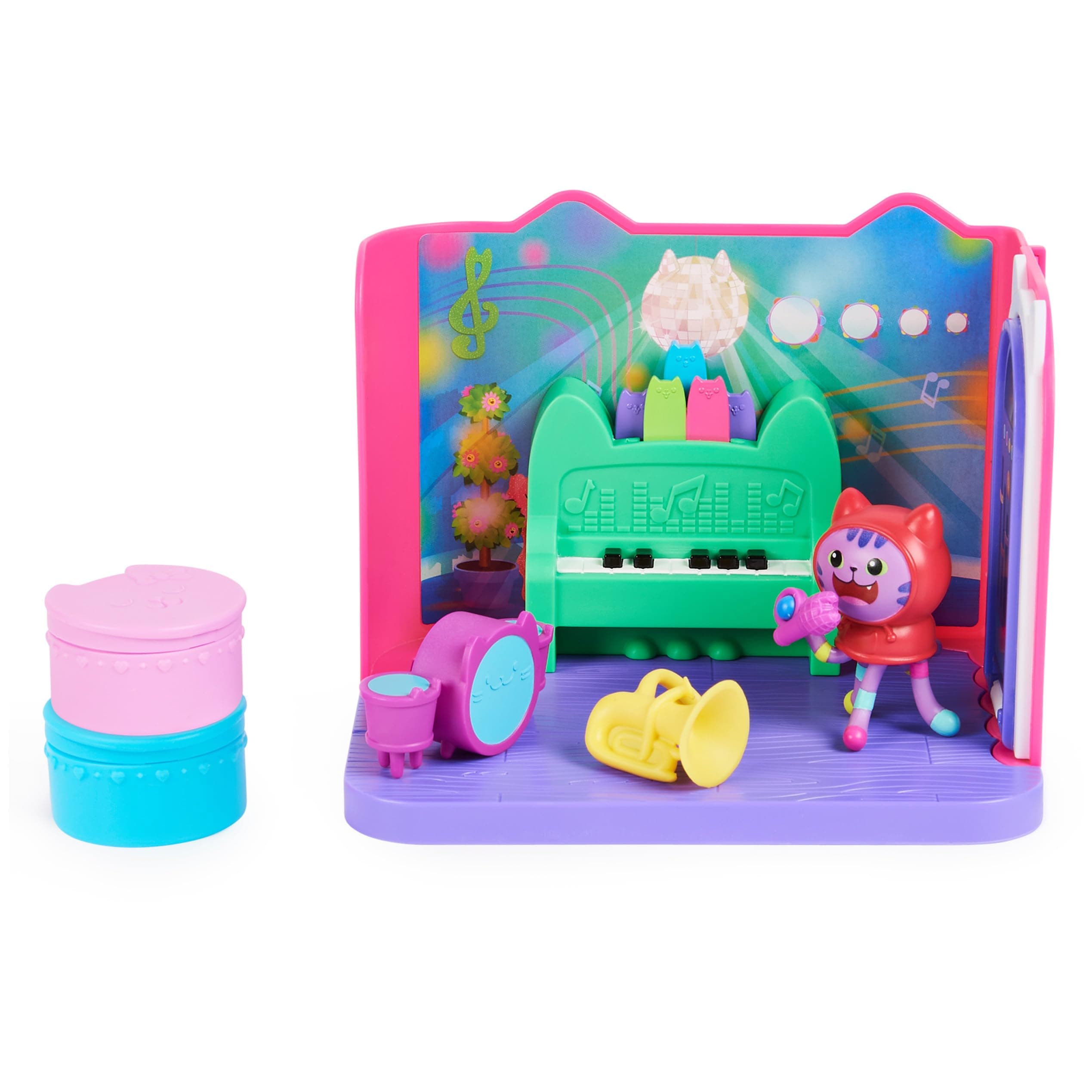 Gabby's Dollhouse, Groovy Music Room with Daniel James Catnip Figure, 2 Accessories, 2 Furniture Pieces and 2 Deliveries, Kids Toys for Ages 3 and up