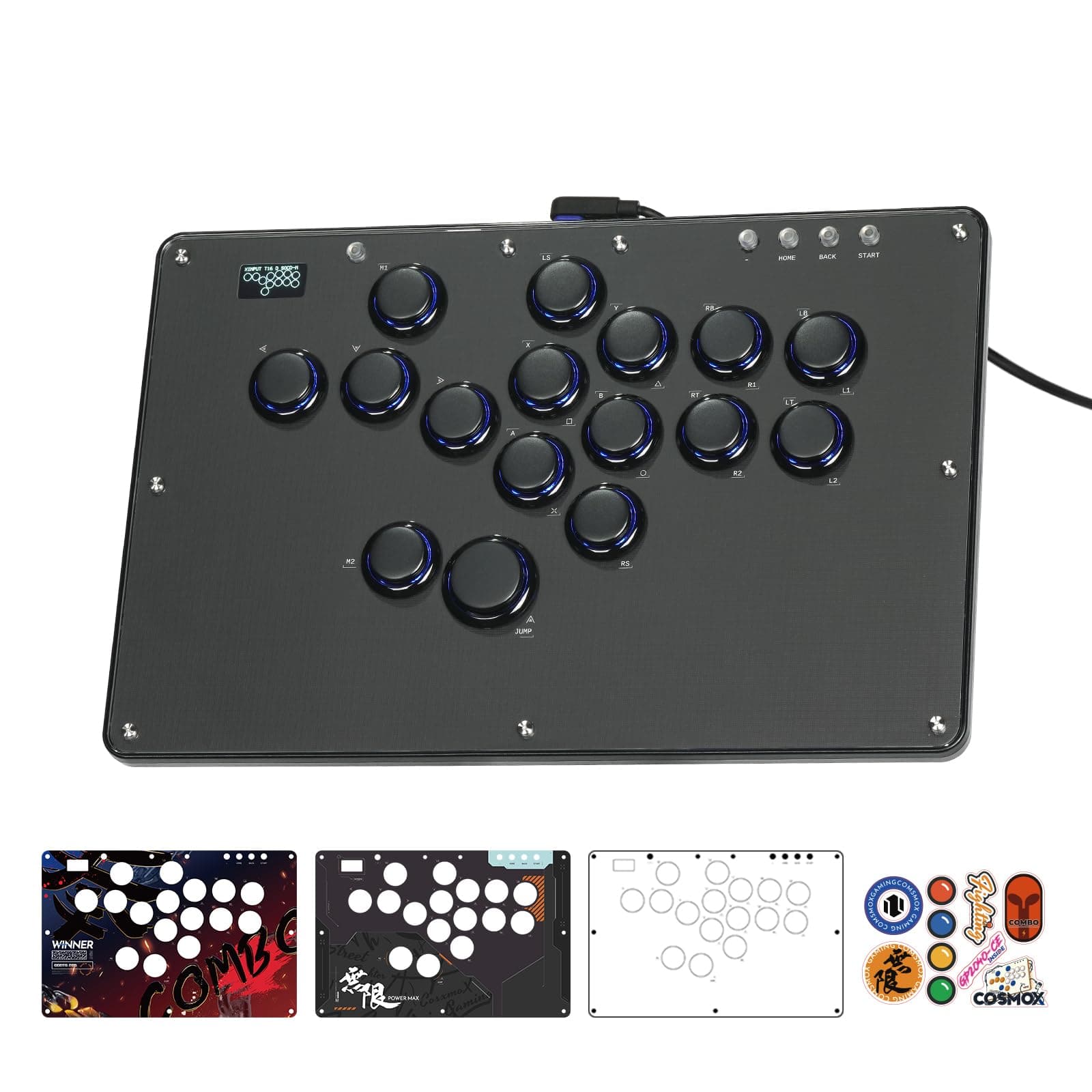 Haute42 Leverless Controller Arcade Stick: Leverless Controller U16 with Kailh Crystal Low-Profile Switches,Leverless Arcade Controller Street Fight for PC/PS3/PS4/Switch Support Hot Swap & SOCD