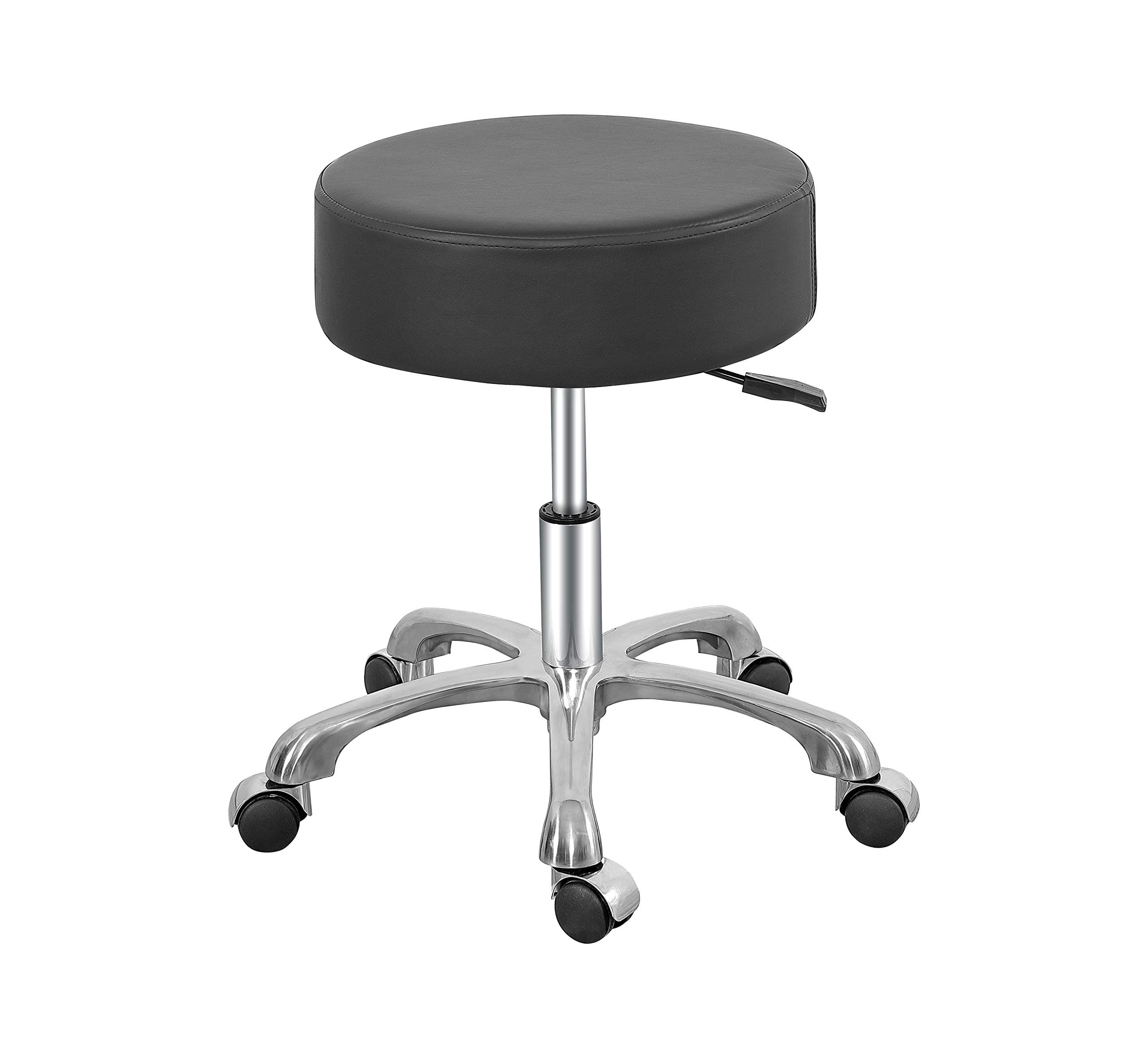 Swivel Rolling Stool Round Chair,Thick Sturdy Padding,Adjustable Stool with Wheels for Doctor,Medical,Massage Salon,Office,Shop(Black) (no Back, Black)