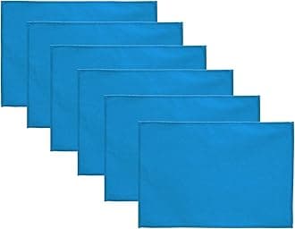 Lify Cotton Canvas Placemats - DIY Table Mats Heat-Resistant Non-Slip Insulation Table Runner for Kitchen Dining Room Table Decoration- Stylish and Durable Table Mat, Set of 6 (Blue)
