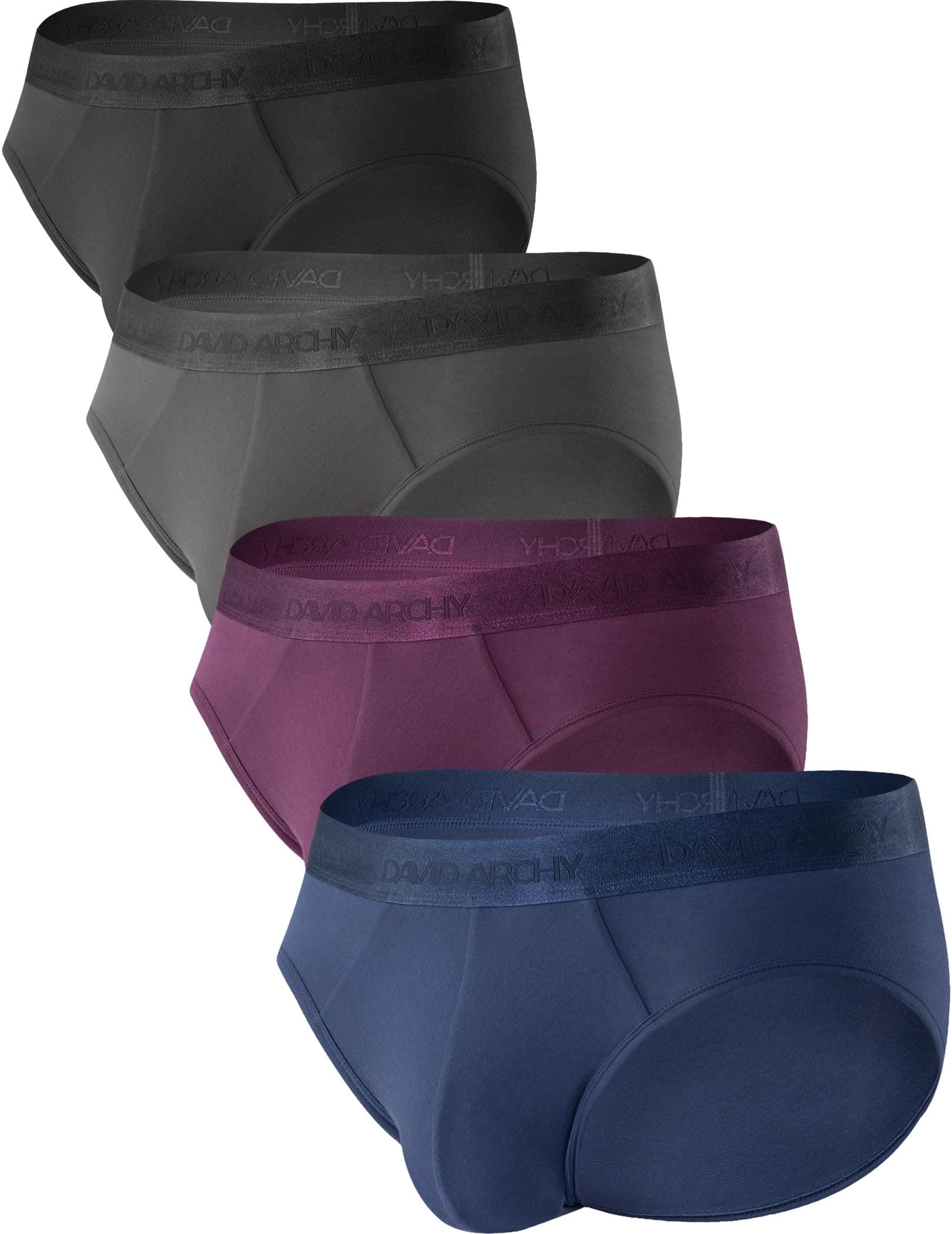 David Archy 4 Pack Men's Micro Modal Underwear Soft Comfy Low Rise Briefs