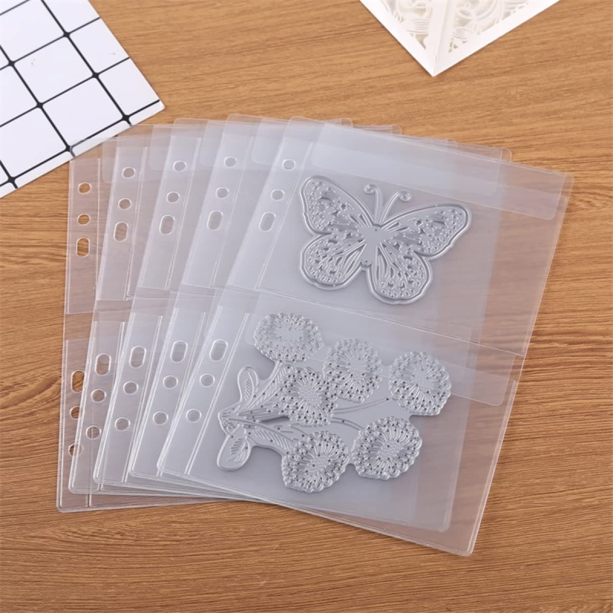 BAOFALI 10 Pack A5 Size Plastic Binder Pockets,6 Holes Waterproof PVC Folders Loose Leaf Bag forBudgeting Loose Leaf Bags Planner Insert Pouches Photo,Document, Stamp & Die Storage Bills Organizer