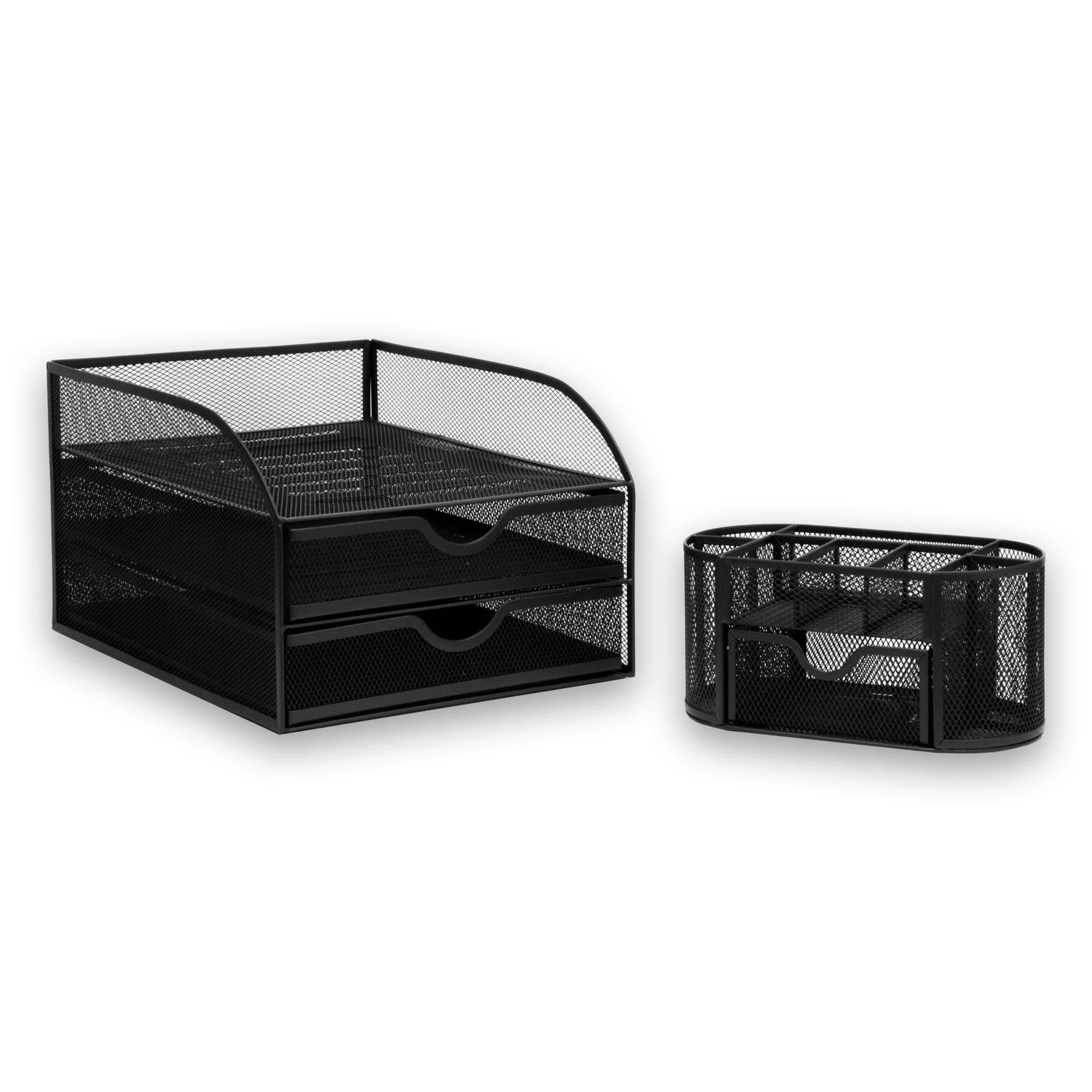 OSCO Two Piece Office Set - Black Wiremesh (WMSET08)