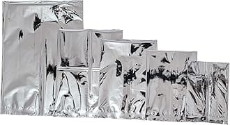 Aluminium Silver Foil Pouch – 100 Pcs | Heat Sealable Reusable Stand Up Mylar Bags | Moisture Proof & Food Safe Packaging Pouches for Snacks, Spices & Storage - 100gm (4X6 Size)