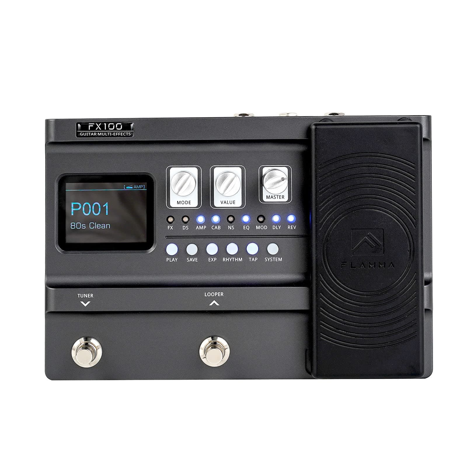 FX100 Guitar Multi-effects Pedal with 55 Amp Models 151 Built-in Effects 80' Looper 40 Drum Machine 10 3rd Party IR Slots Headphone OTG for Home Practice Performance Live Streaming
