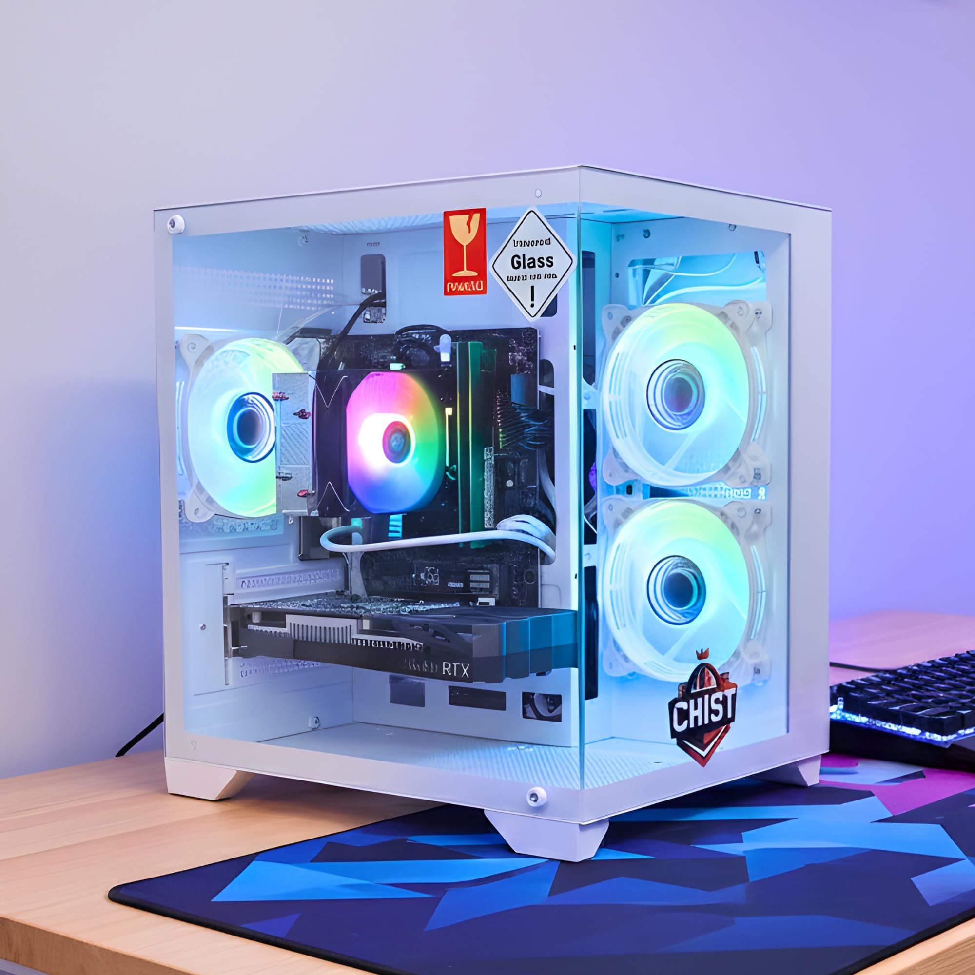 CHIST Gaming PC, 9Th Gen Core I5-9400 6 Core 6Threats, 16GB RAM, 256GB NVME SSD 500GB HDD, RTX 3050 6GB GDDR6, Wi-Fi, Windows 11 Pro (White)