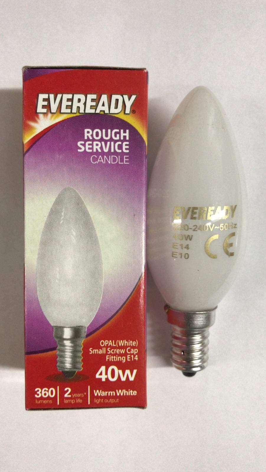 Eveready 10x Opal Candle Light Bulb 40w / SES Small Edison White Pearl Soft Lamps
