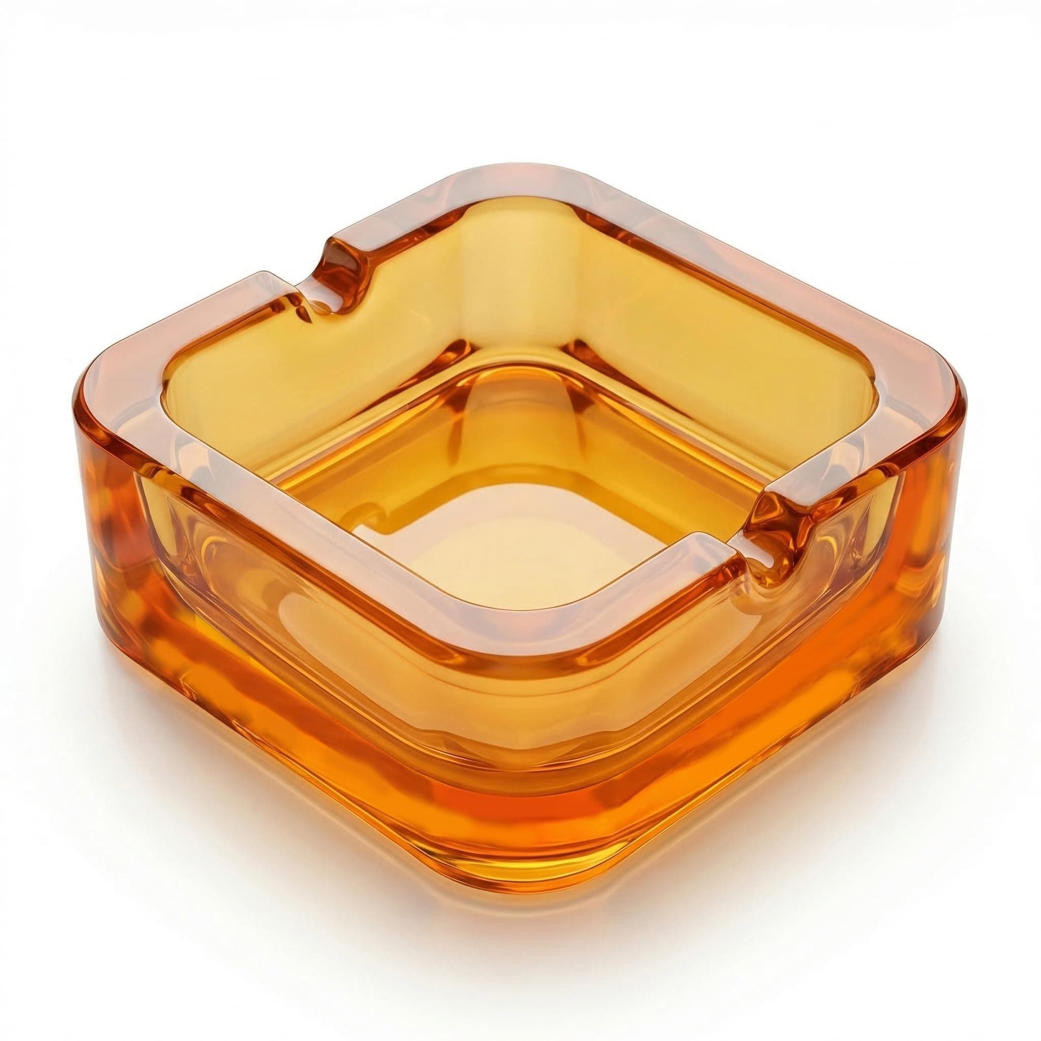 Crystal Glass Ashtray for Cigarettes & Cigars, Vintage Square Design for Home, Office, Bar - Heavy Duty Clear Ashtray for Tabletop Use