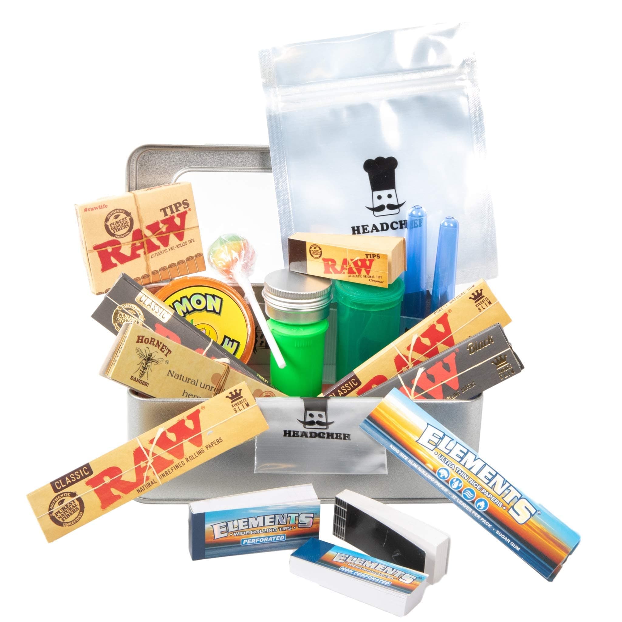 RAW Cigarette Smokers Rolling Gift Tin Box Set - Smoking Hamper Kit - Window ...