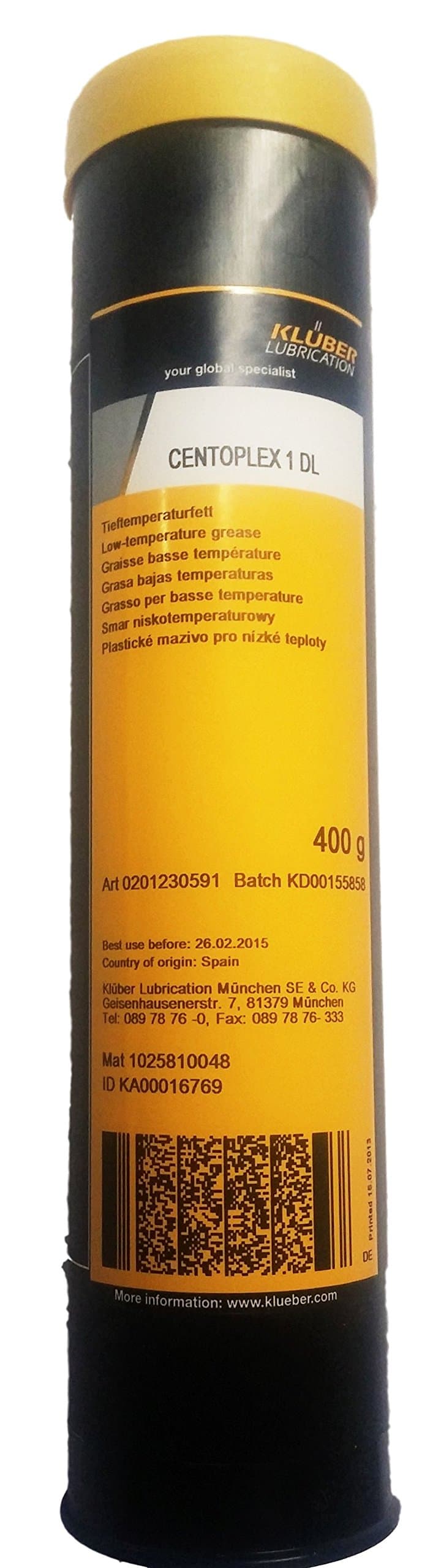 Kluber CENTOPLEX 1 DL 400g Cartridge