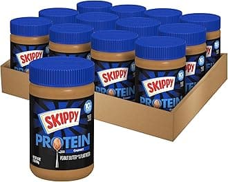 Chunky Peanut Butter Blended with Plant Protein, 16oz Plastic Jar, 12 Pack