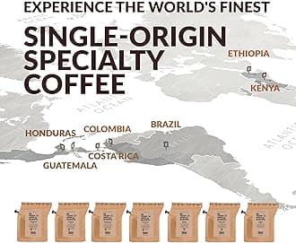 Gourmet Birthday Coffee Gift Set for Men & Women - 7 World's Finest Single Origin Specialty & Organic Coffees in Innovative Brewers | Sampler Box for Coffee Lover to Brew & Enjoy Anytime, Anywhere