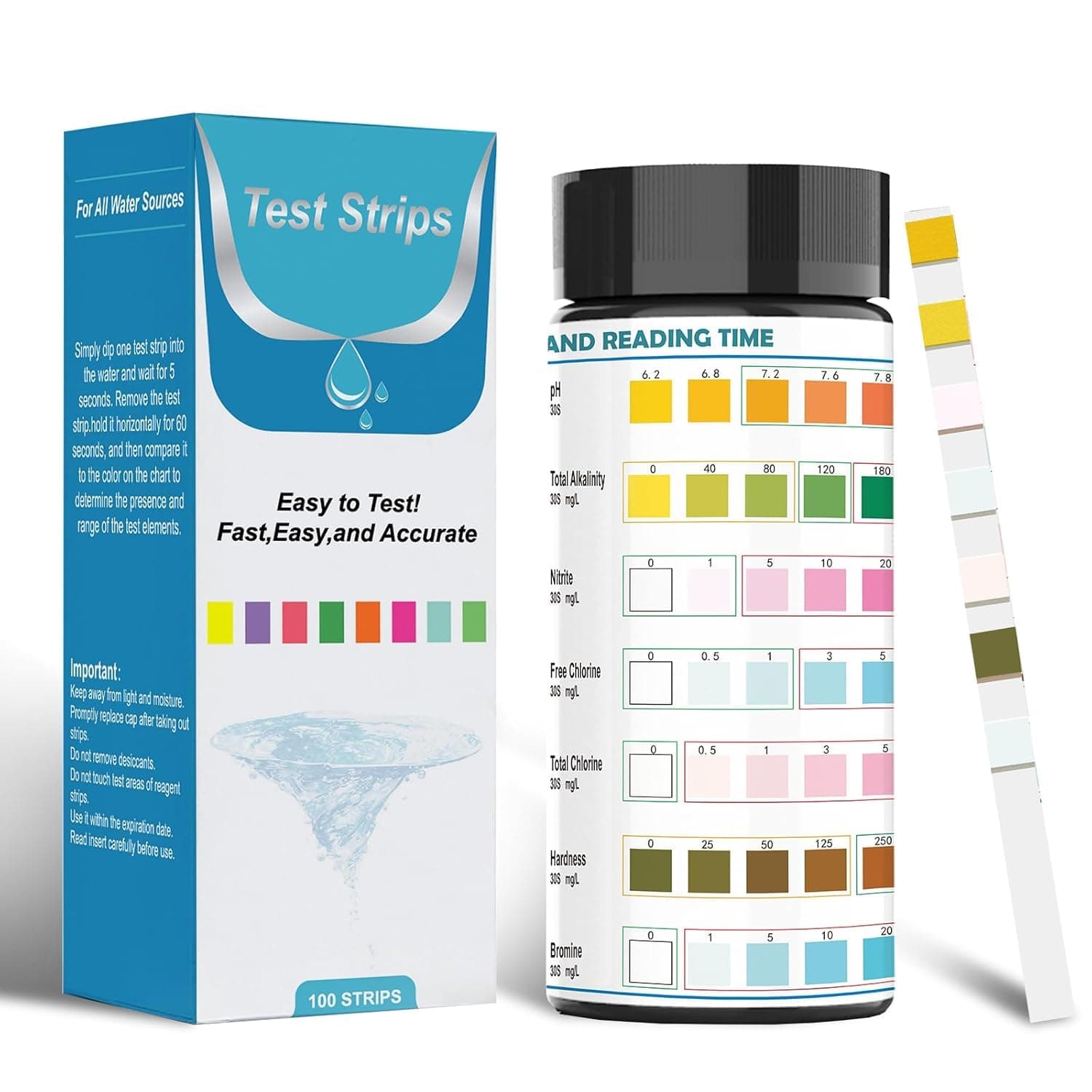 Water Testing Kits for Drinking Water - 50 Strips 12 in 1 Well, Water Test Strips with Hardness, pH, Lead, Iron, Copper, Chlorine, and More.Ensure skin health and quality of life. (water quality)