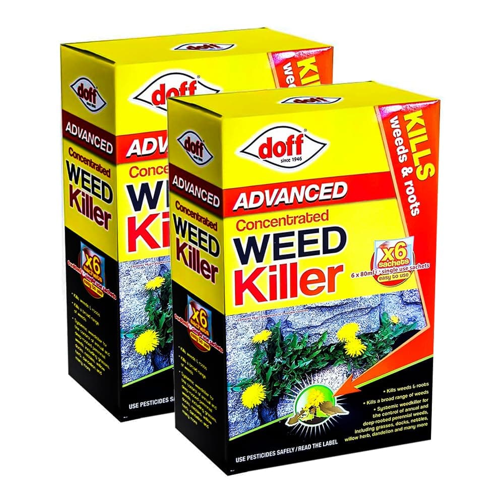 Zinnia 2 x Doff Advanced Concentrated Weedkiller 80ml Includes 12 Sachets For Powerful and Long-Lasting Tough Weeds & Roots Control