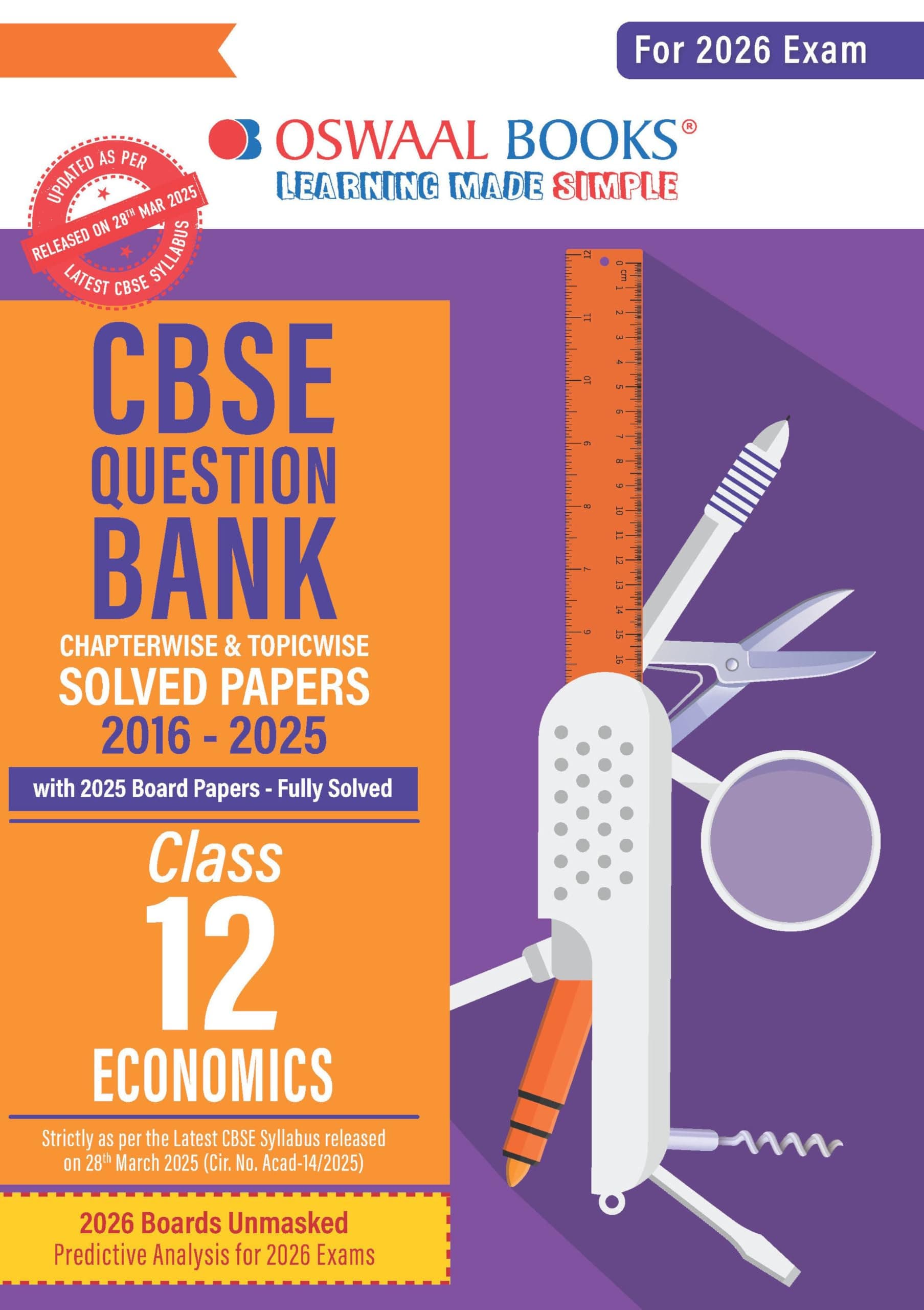 Oswaal CBSE Question Bank Chapterwise and Topicwise SOLVED PAPERS Class 12 Economics For Exam 2026 Paperback – 21 Jan. 2025