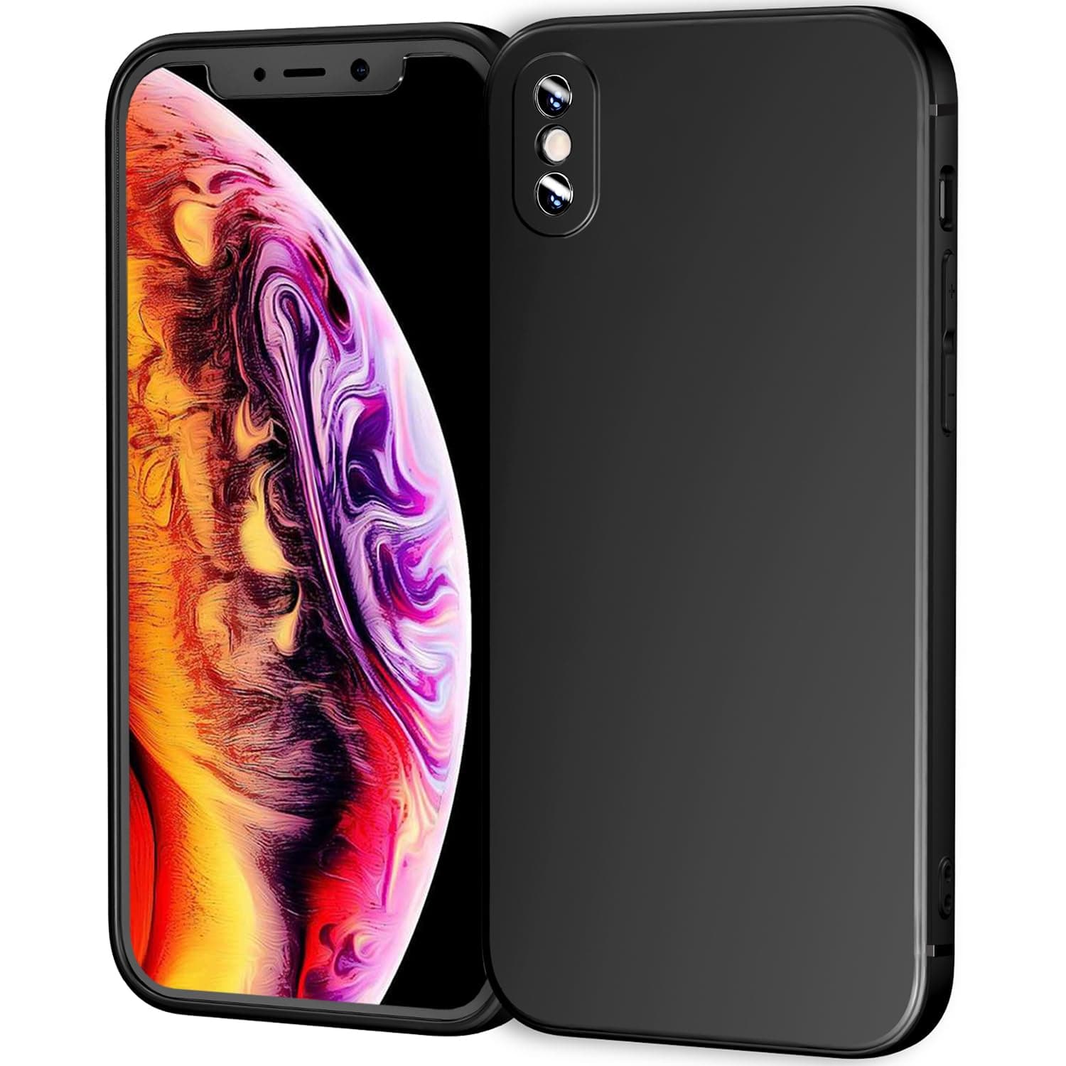 TENOC Phone Case Compatible with iPhone Xs Max, Black Case Anti-Fingerprint Protective Bumper Matte Cover for 6.5 Inch