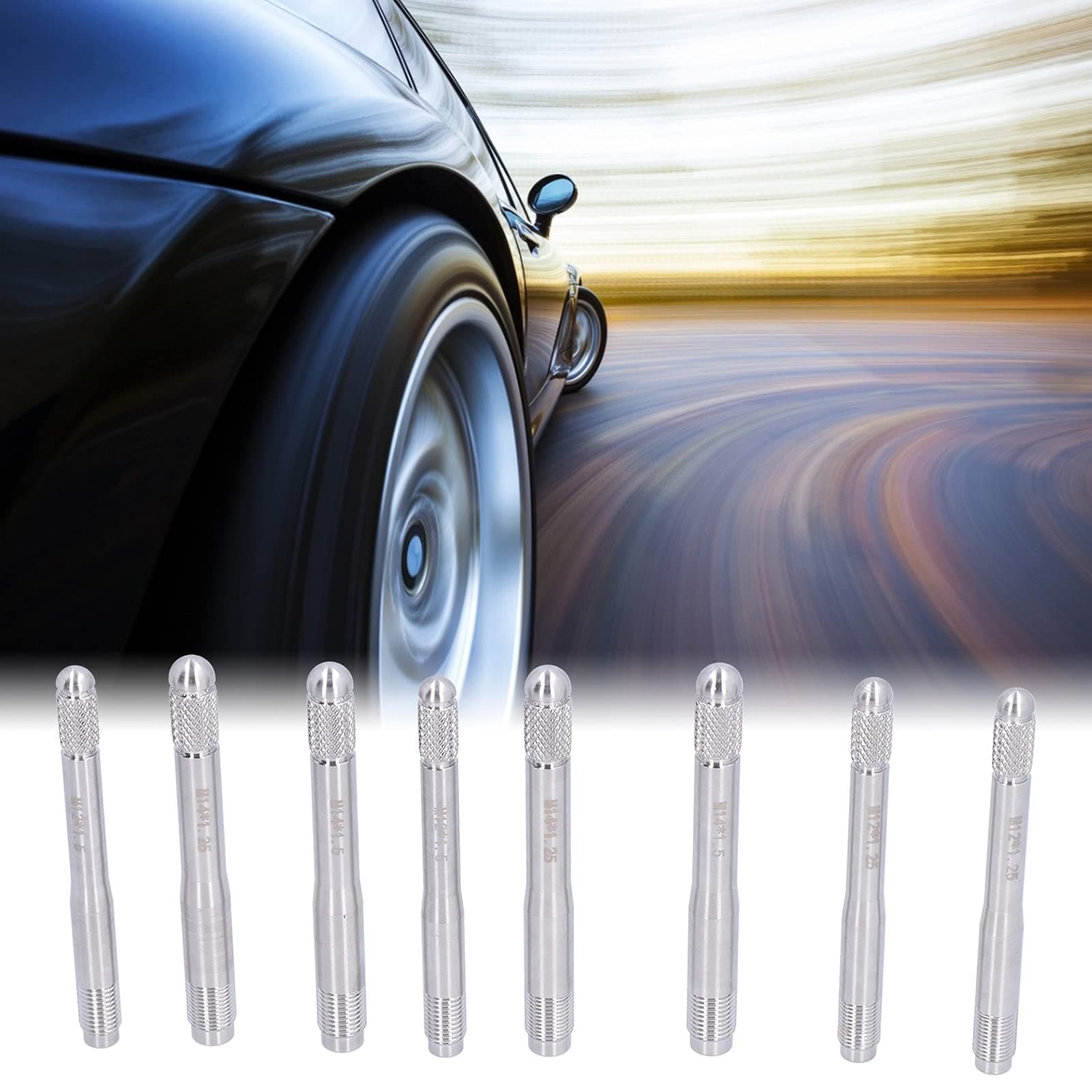 Wheel Alignment Pin, 8pcs/Set Wheel Stud Alignment Pins Mounting Guide Balancing Tools Stainless Steel Wheel Hanger Rim Stud Pin Guide Tool for Automotive