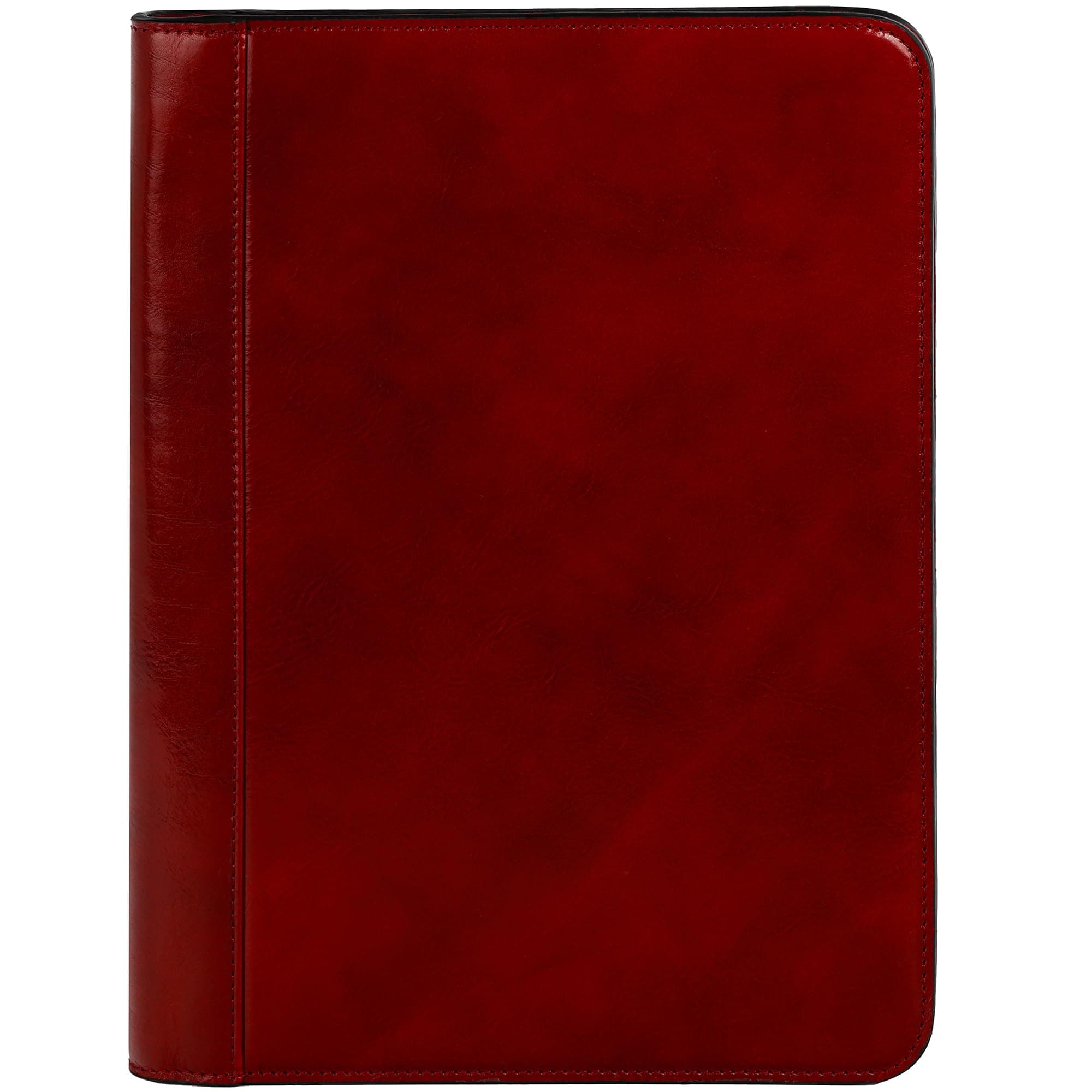 Time Resistance Leather Portfolio - A4 Document Folder - Italian Handcrafted Padfolio Organizer (Red) - Gift Box Included