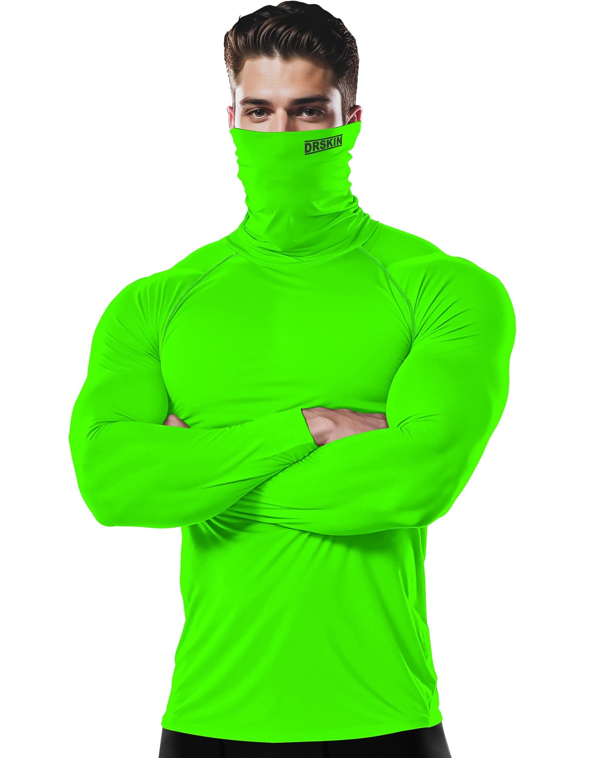 DRSKIN 2 or 1 Pack Men's MASK Turtleneck Compression Shirts Top Long Sleeve Sports Baselayer Running Thermal Athletic Workout