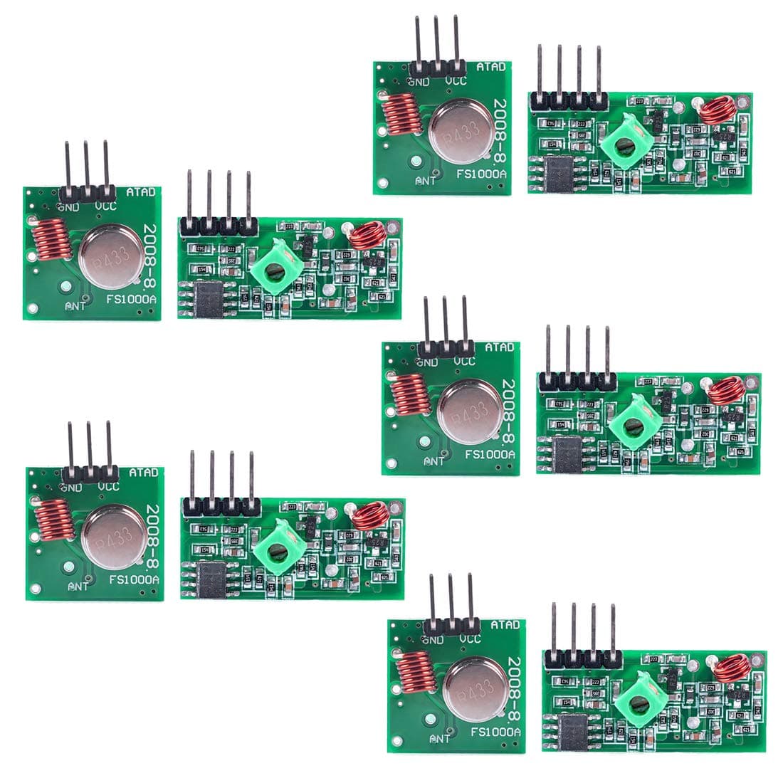 5 Sets 433M Transmitter + Receiver Kit High Frequency Super Regenerative Transceiver Module for Burglar Alarm