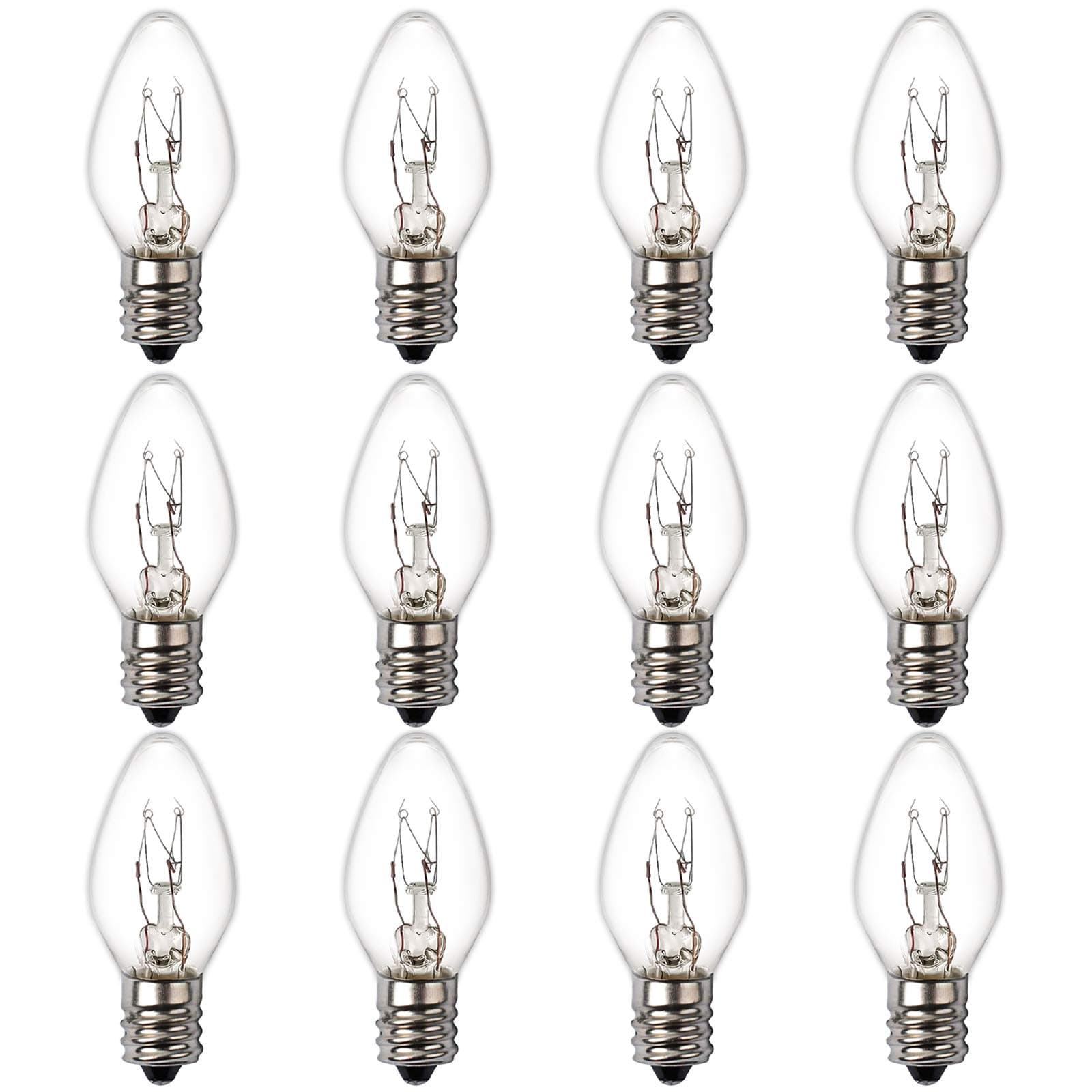 15 Watt Himalayan Salt Lamp Bulbs, 12Pack Dimmable Night Light Bulbs with E12 Base, for Rock Salt Lamp, Scentsy Warmer Wax Diffuser, Candle Warmers