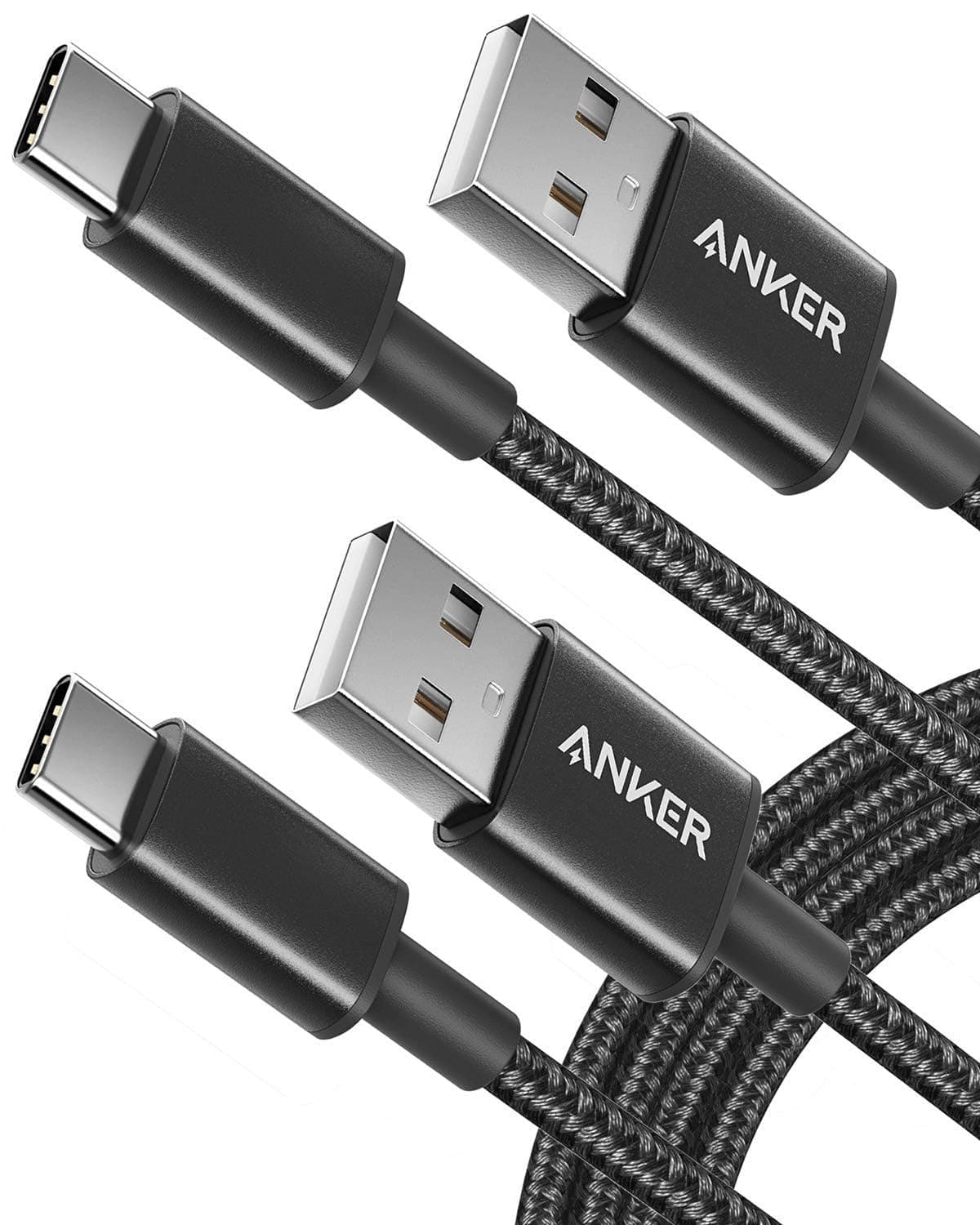 Anker USB C Charger Cable, 2-Pack 6 ft (1.8 m) USB to USB C Cable, USB A to USB C Braided Phone Charger Cable for iPhone 17/16/15, iPad Pro, Samsung Galaxy, and More(Black)