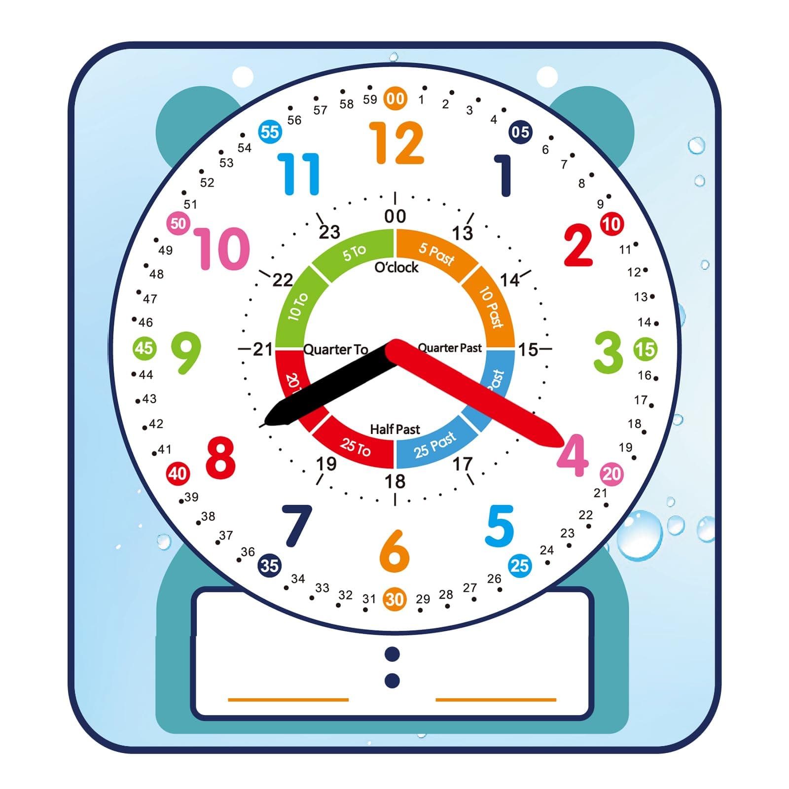 Large 12" Magnetic Writable Dry Erase Teaching Clock,Teaching Demonstration Clock for Kids Learning Time with Cute Style for Home School Classroom Supplies(12" x 11")