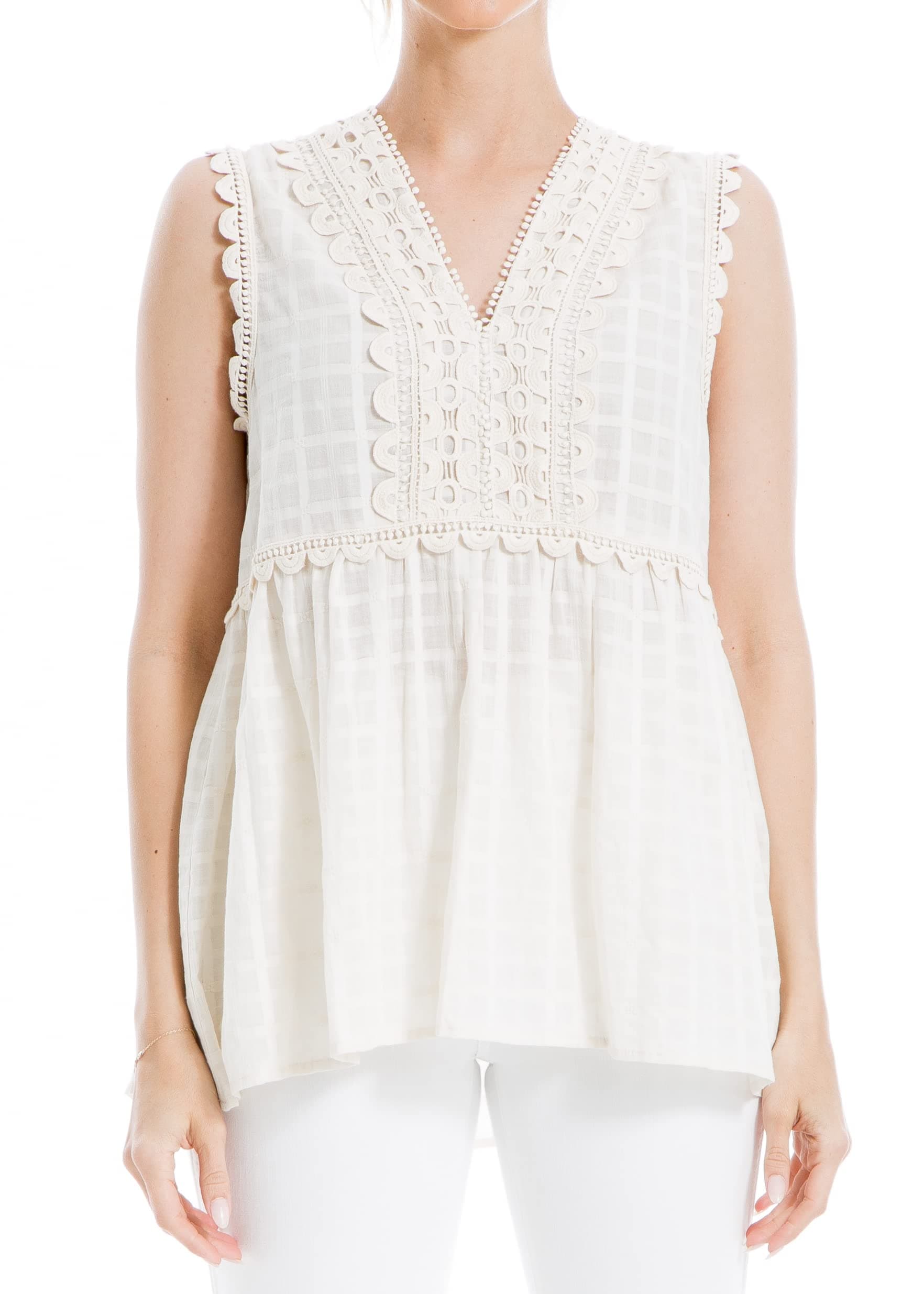 Max StudioWomen's Sleeveless Yoke Empire Top