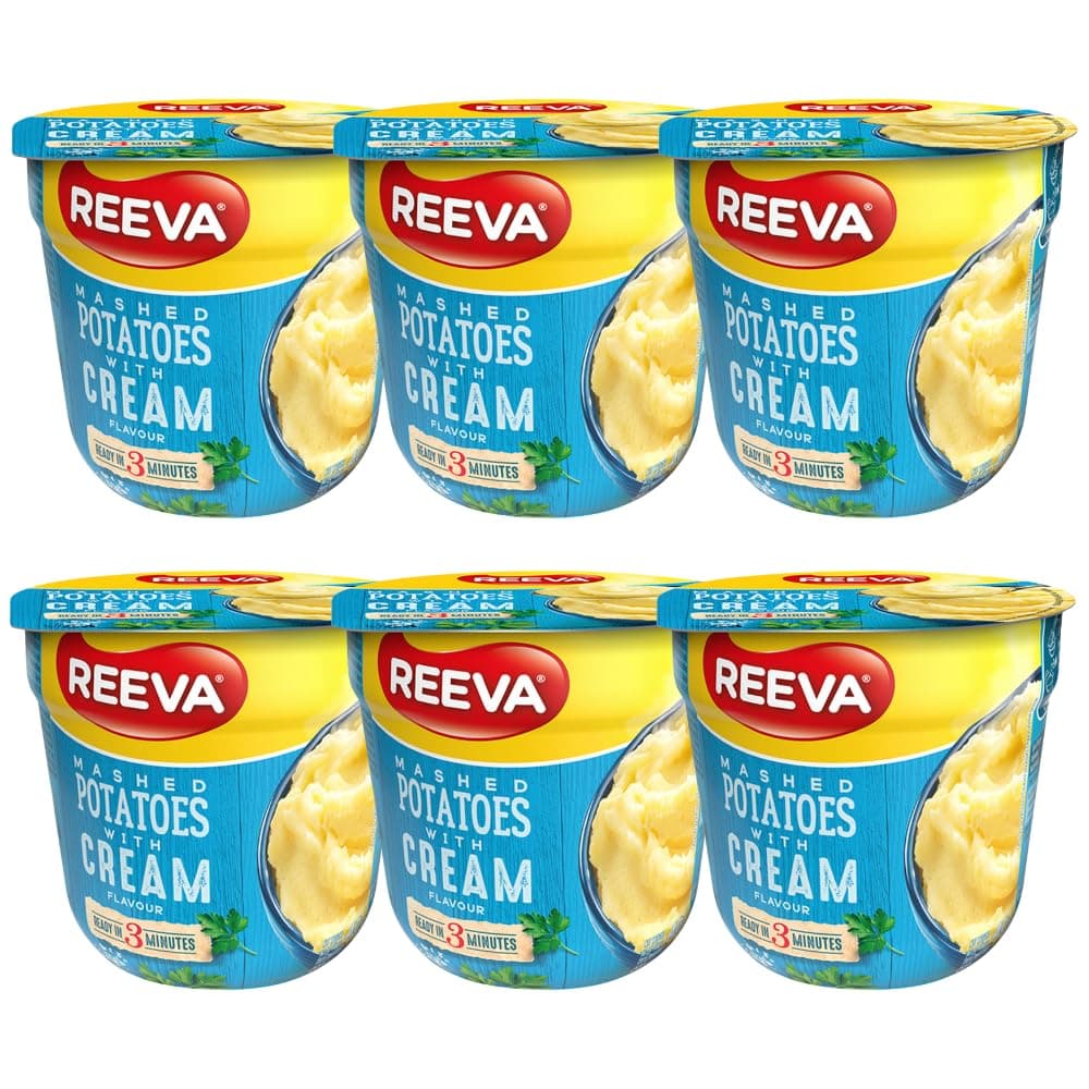 – Instant Mashed potatoes Pots Halal Certified Mashed Potato Pot 40g | FabFinds Mug (6 Pack, Cream)