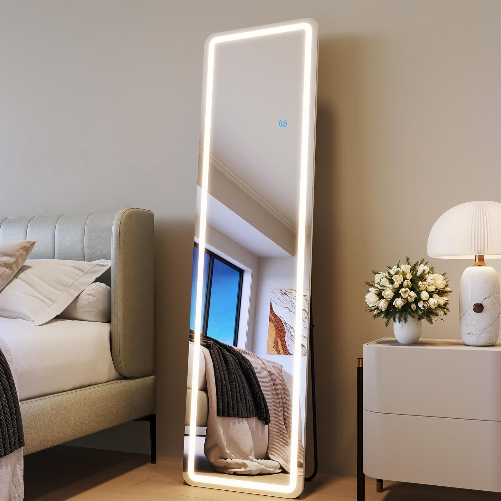 Full Length Mirror with LED Lights, LED Mirrors Full Length Floor Mirror Full Body Mirror for Bedroom Wall Mounted Free Standing