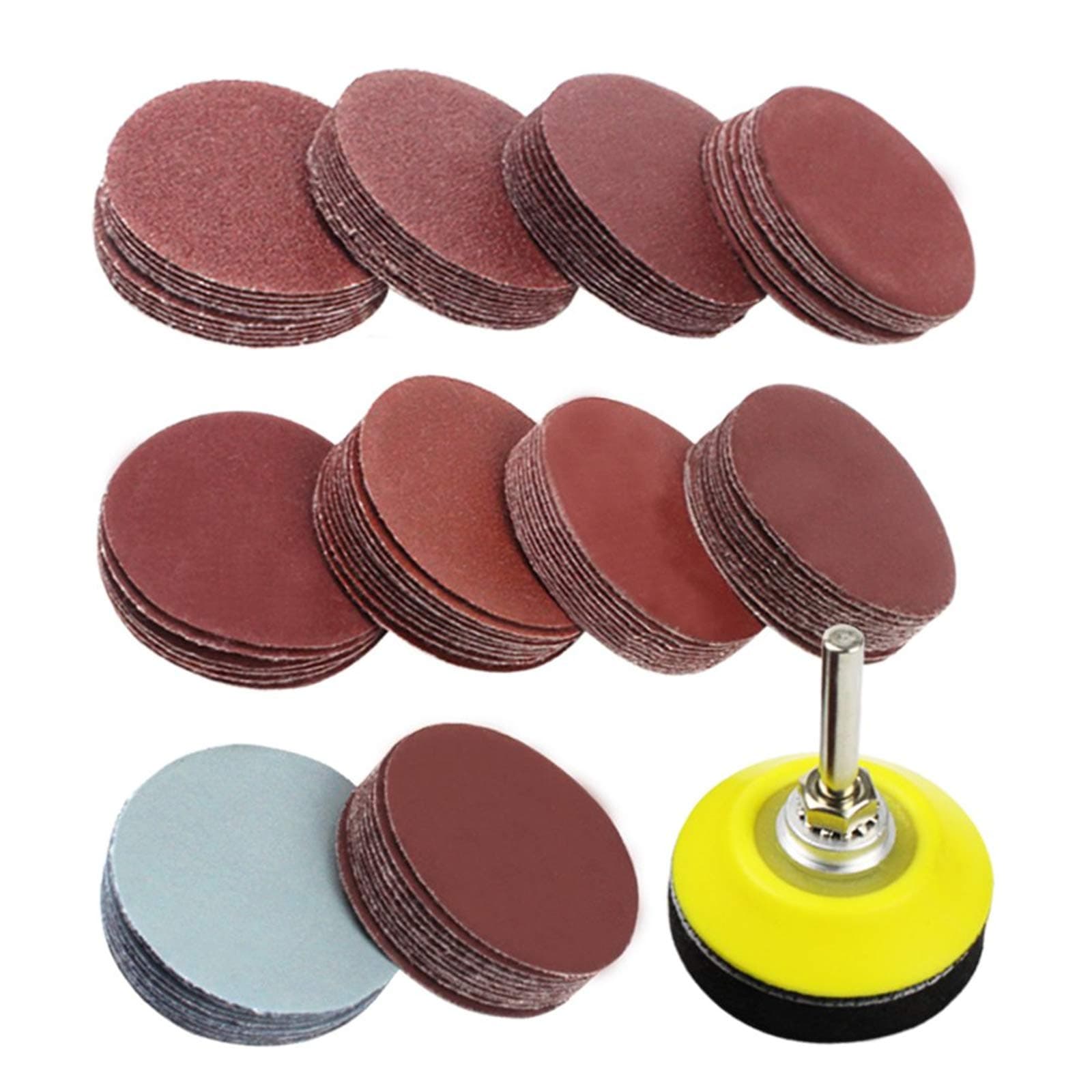 Coceca2 inch 100PCS Sanding Discs Pad Kit for Drill Grinder Rotary Tools with Backer Plate 1/4" Shank Includes 80-3000 Grit Sandpapers