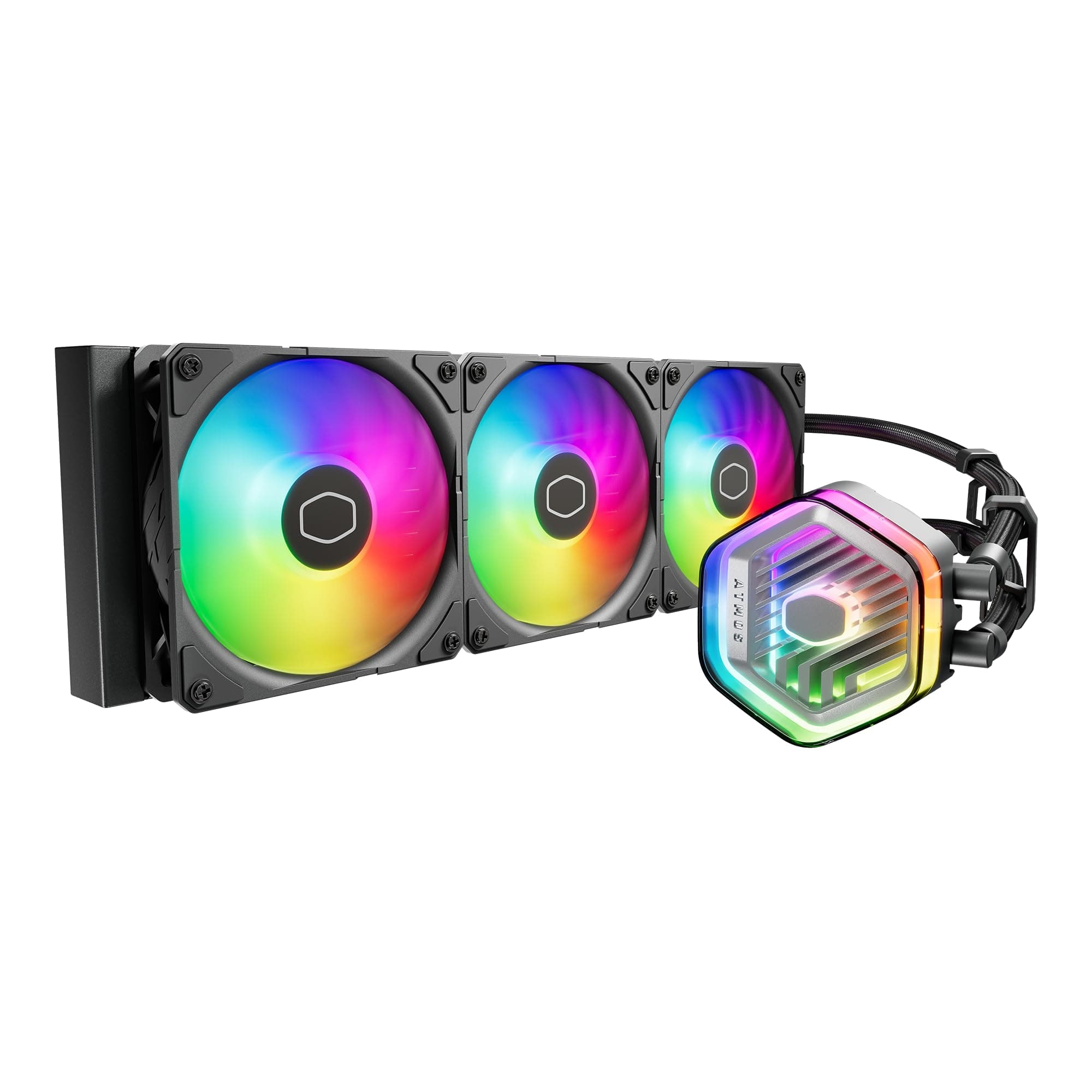 Cooler Master 360 Atmos High Performance Closed Loop AIO Liquid Cooler, R9|i9 Dual Chamber Pump, Customized Cover, Thick Flow Edge PWM, aRGB Lighting, AMD Ryzen AM5|4, Intel LGA 1851|1700 Platform