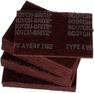 Scotch-Brite General Purpose 7447 Hand Pad, Very Fine Grade, 6 in x 9 in, Pack of 20, Aluminum Oxide, Surface Preparation, Scuffing, Blending, Cleaning, Maroon