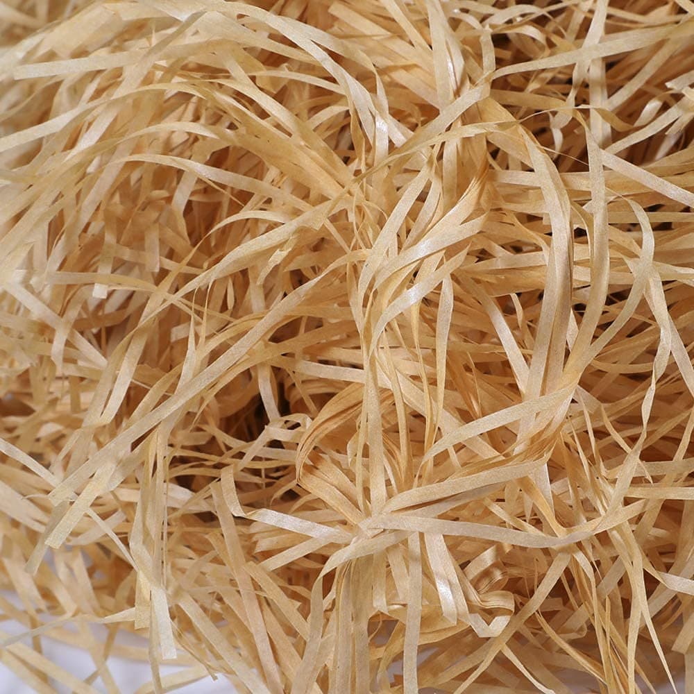 Red Dot Gift® 100 gram Raffia Paper Shreds Strands Eco-friendly Shredded Crinkle Confetti Crinkle Cut Filling Shredded Paper for Hamper Gift Box Filling (Golden Brown)