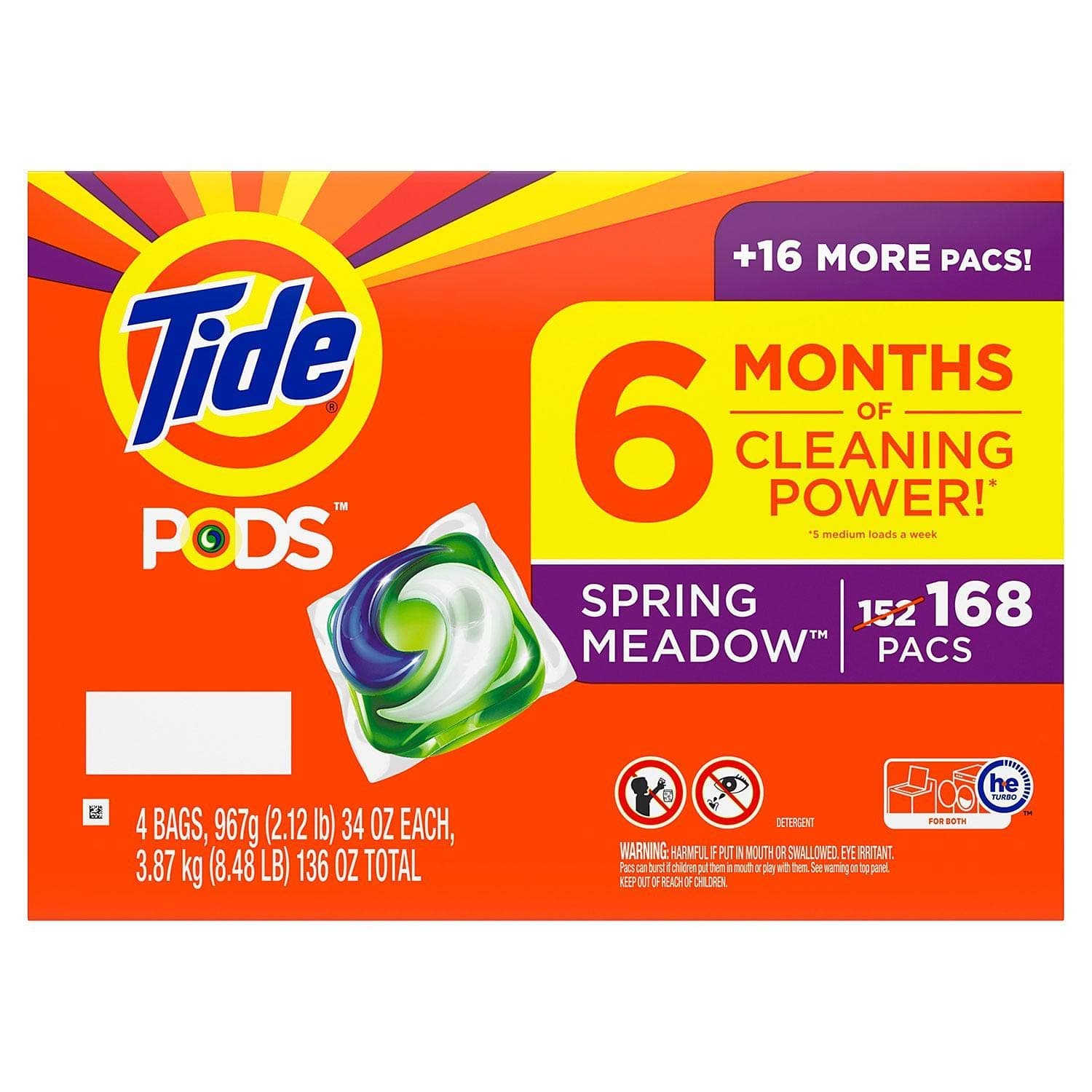 PODS Liquid Laundry Detergent Pacs, Spring Meadow (168 ct.)